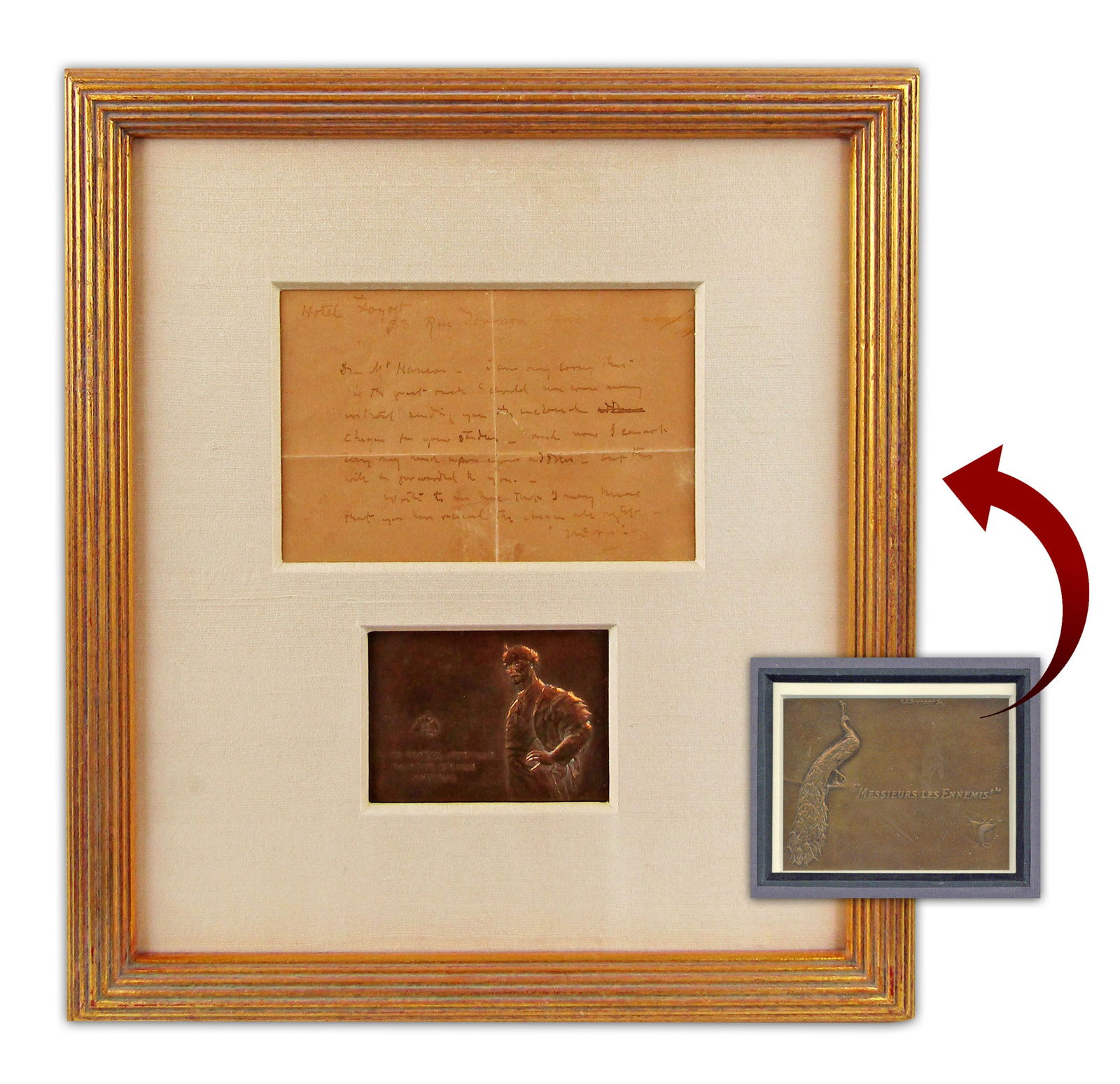 James McNeill Whistler ALS Re: Studio Rental, With Bonus Bronze Plaquette After V.D. Brenner! (1 of 5)