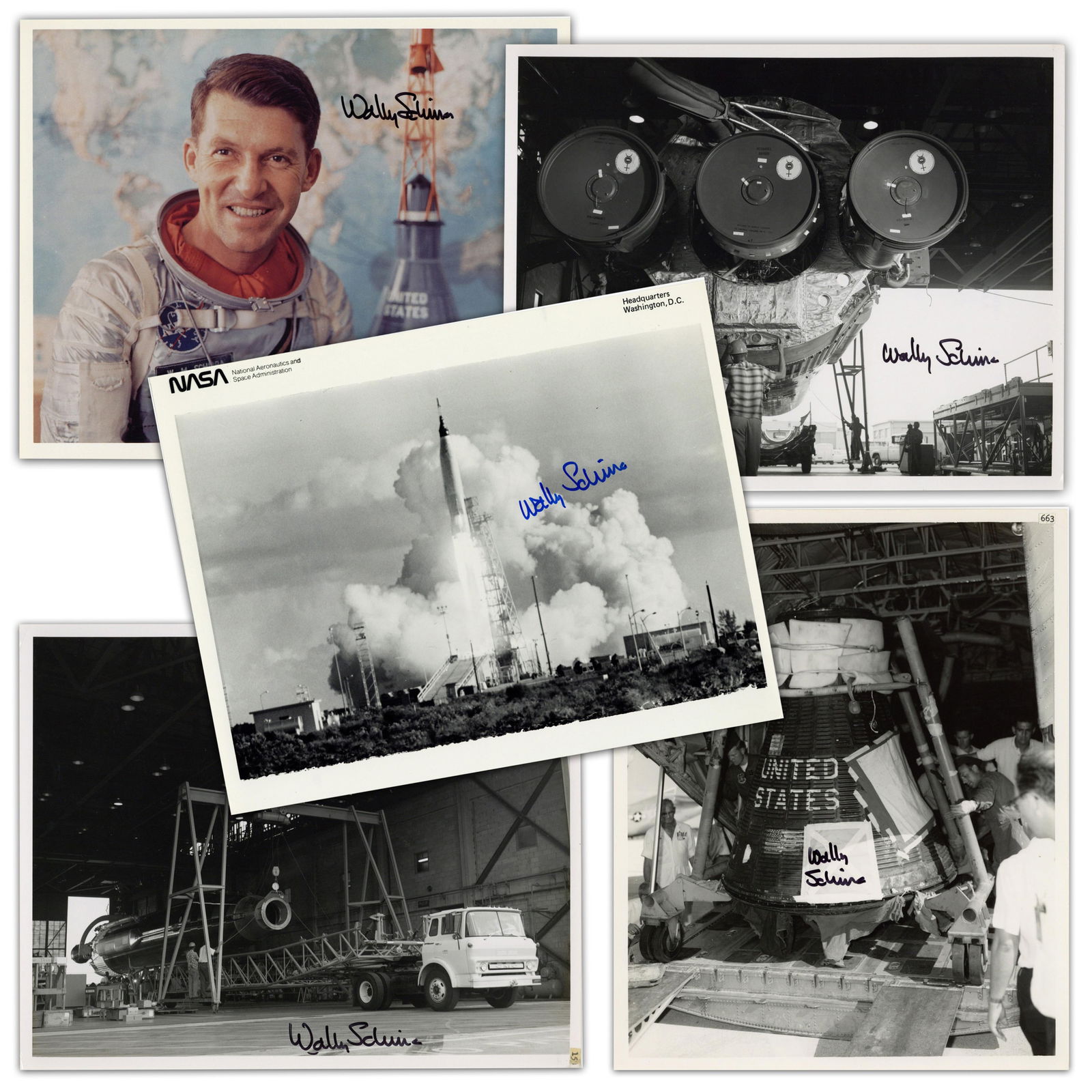 Dealer's Lot of Wally Schirra (5) Signed Photos, Nice Variety of NASA & USAF For NASA - Pre-Cert (1 of 11)