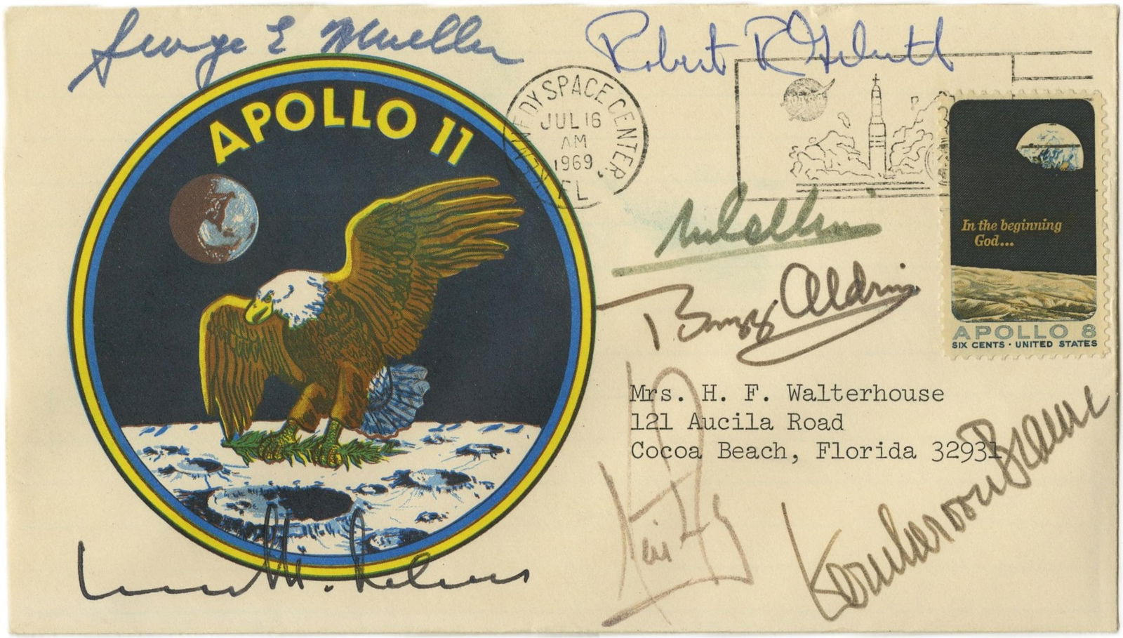 Apollo 11 Crew & Von Braun Others Signed Very Unique Cover Pre-certified by Steve Zarelli (1 of 2)