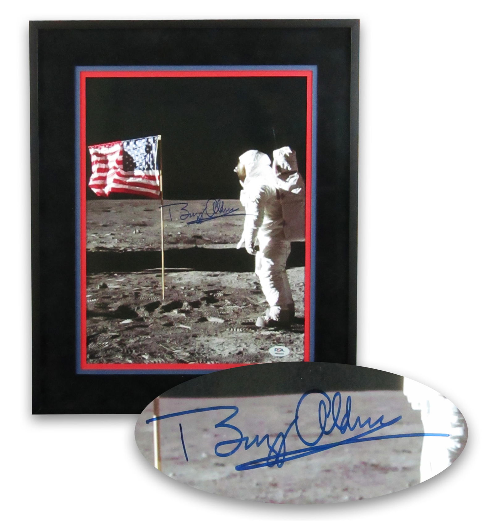 Buzz Aldrin Signed Apollo 11 Print Framed, PSA Authenticated (1 of 5)