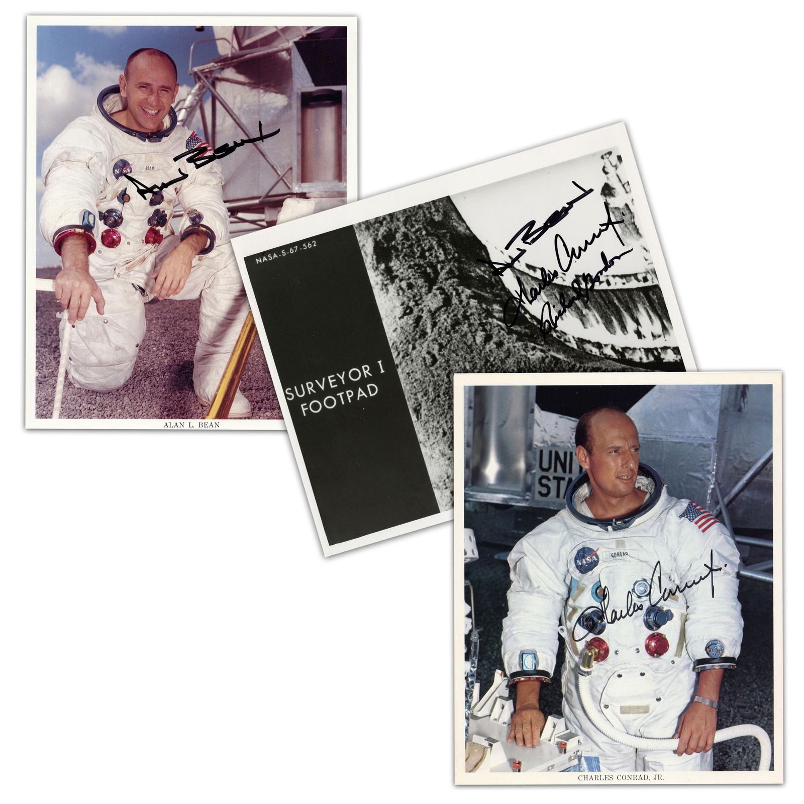 All 3 Apollo 12 Crewmembers! (3) Signed Photos, 5 Sigs Total - Pre-Cert Zarelli: Apollo 12 n.p., n.d. All 3 Apollo 12 Crewmembers! (3) Signed Photos, 5 Sigs Total - Pre-Cert Zarelli SPs A collection of photographs signed by all three Apollo 12 crewmembers: Charles "Pete" Conrad,