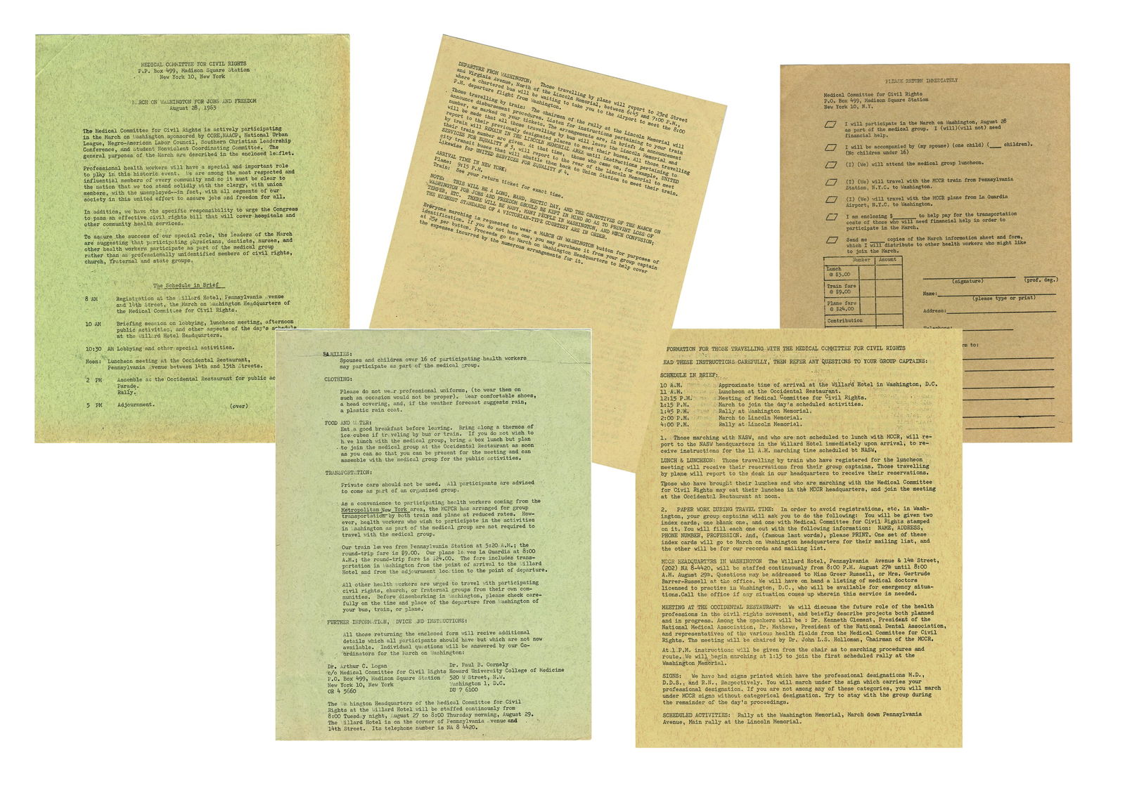 Medical Professionals Support Civil Rights in March on Washington: March on WashingtonWashington, DC, August 28, 1963Medical Professionals Support Civil Rights in March on WashingtonDocumentCIVIL RIGHTS. Typed Information Sheets, Medical Committee for Civil Rights fo