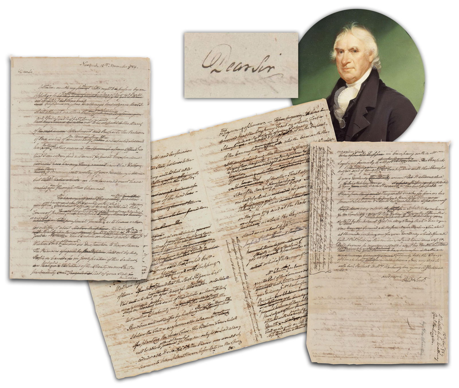 G. Clinton’s Draft Letter to G. Washington: "The Return of Peace... The British continue to (1 of 4)