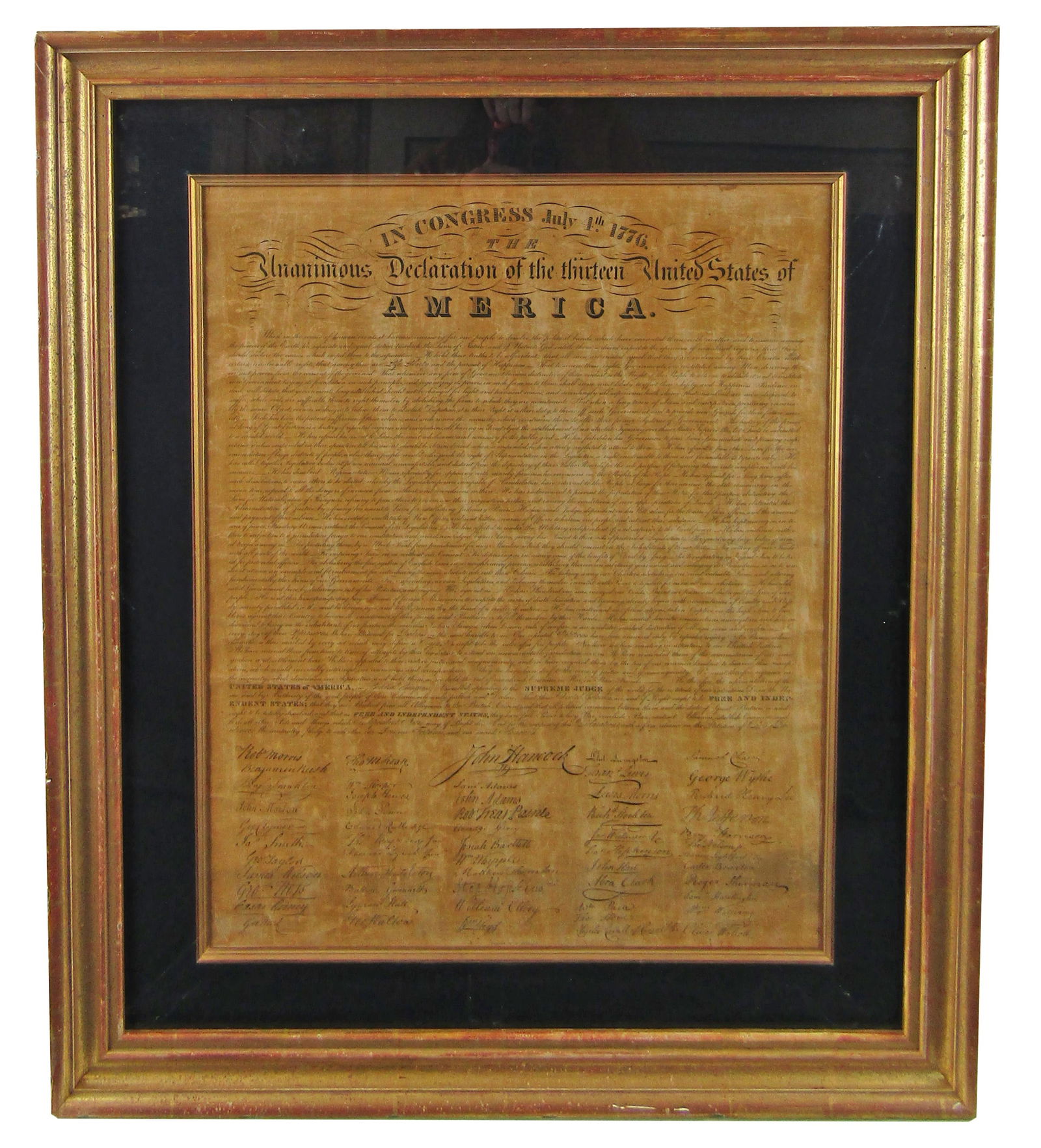 Scarce Declaration of Independence Huntington Calligraphic Rendering - One of the Earliest Broadside (1 of 5)