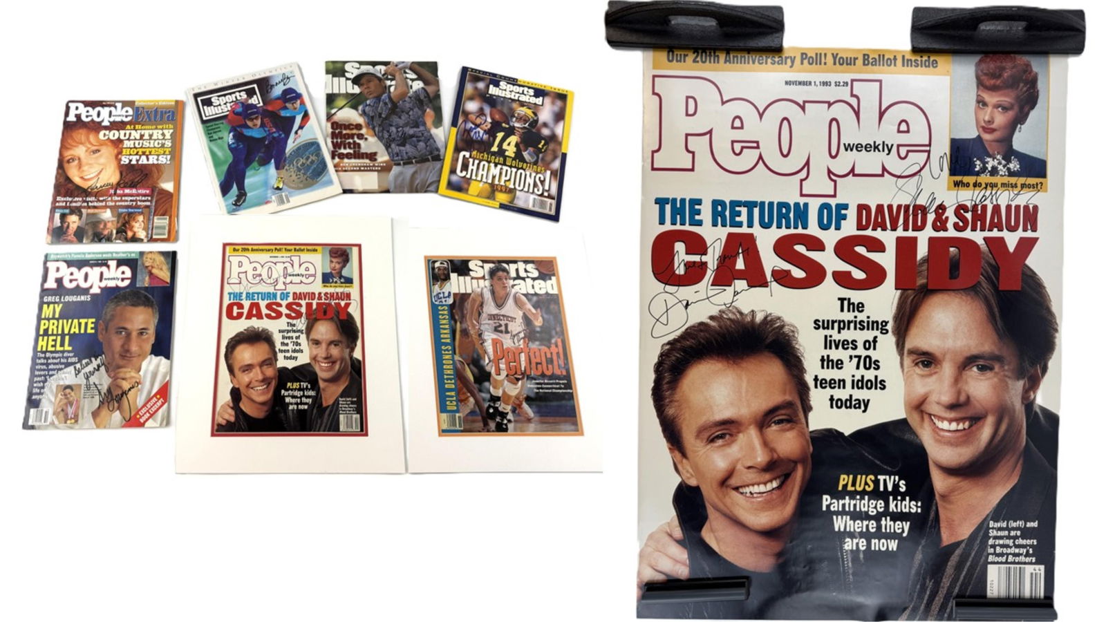 Late 20th Century "People" & "Sports Illustrated" Signed Magazines & Poster: 20th C. Pop Culturen.p., ca. 1990sLate 20th Century "People" & "Sports Illustrated" Signed Magazines & PosterCollection of "People Weekly" & "Sports Illustrated autographed magazines from the 1990s. I