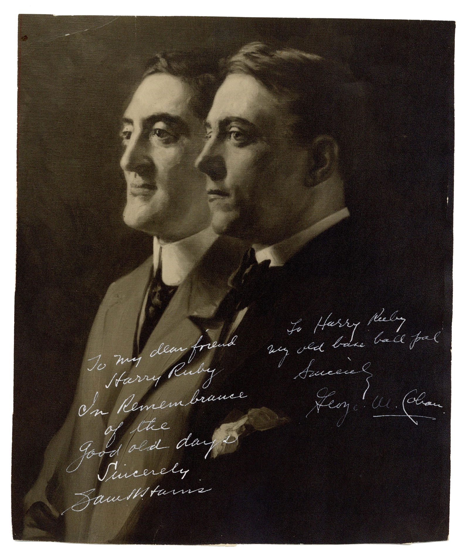 George M. Cohan & Sam H. Harris Signed Photo Dedicated to Harry Ruby, Fellow Broadway Notable: George M. Cohann.p., n.d.George M. Cohan & Sam H. Harris Signed Photo Dedicated to Harry Ruby, Fellow Broadway NotableSPA photographic print of legendary musical duo George M. Cohan (1878-1942) and Sa