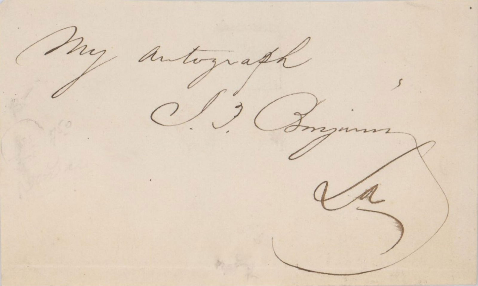 Confederate Cabinet Member Judah Benjamin Sends his Autograph (1 of 1)