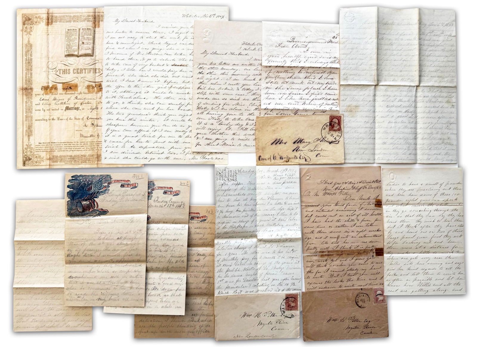 CT Soldiers Write Home During Civil War - 9 Letters Total, With Great Content! (1 of 10)