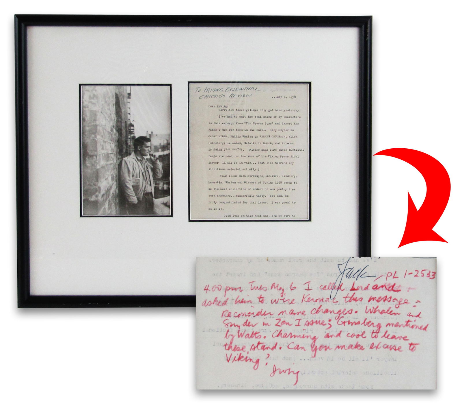 Kerouac Preps an Excerpt from “The Dharma Bums” for its 1st Appearance in Print and: Jack KerouacNew York, NY, May 4, 1958Kerouac Preps an Excerpt from “The Dharma Bums” for its 1st Appearance in Print and Lists Beat Lit Giants!TLSOne and one quarter page typed letter sign