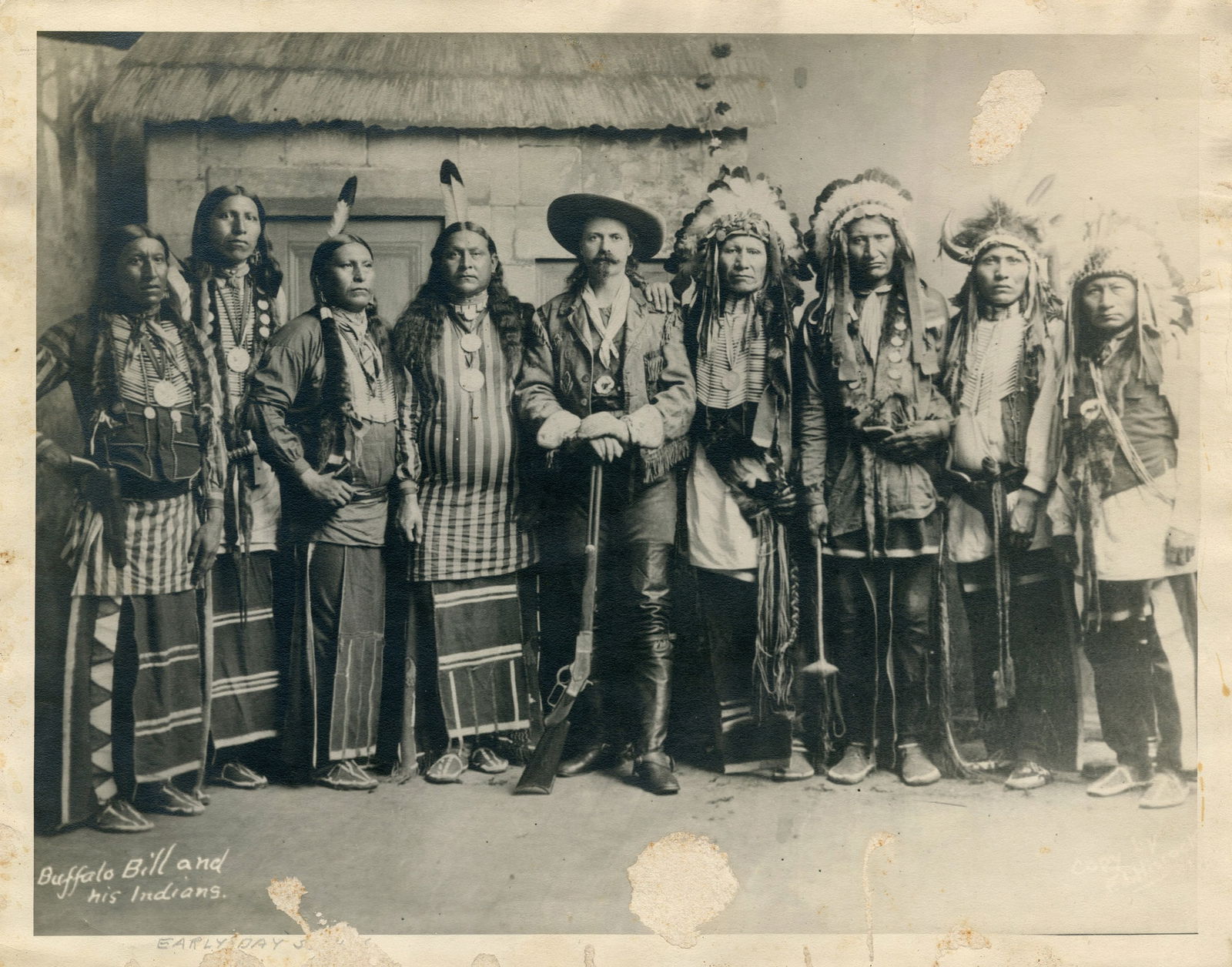 Buffalo Bill and His Indians Vintage, Oversized Photograph: William CodyErastina, Staten Island, NY, ca. 1886"Buffalo Bill and His Indians" Vintage, Oversized PhotographOversized sepia-colored photograph of Wild West entertainer William F. "Buffalo Bill" Cody