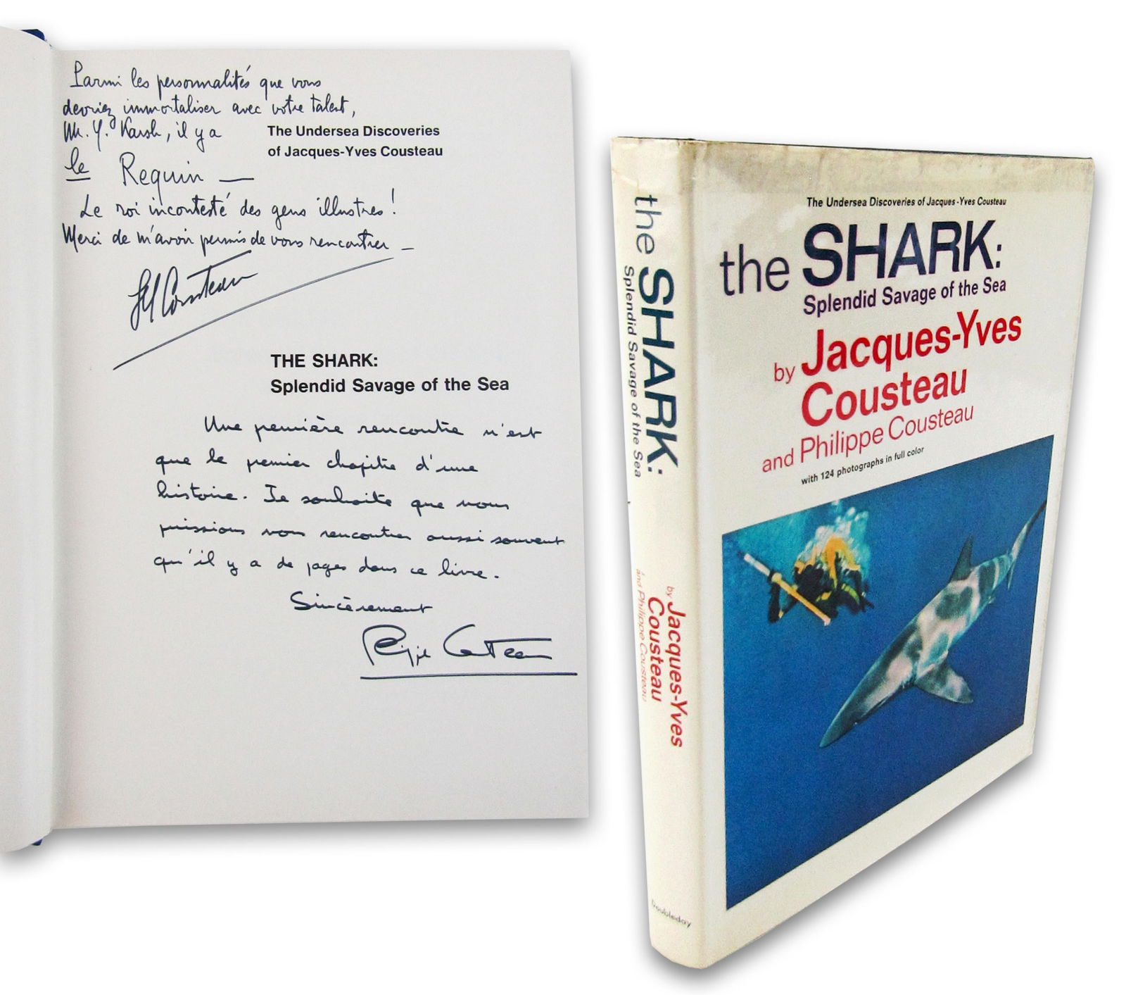 Jacques & Philippe Cousteau Signed Book to Photographer Yousuf Karsh, Ex. Karsh Estate (1 of 9)