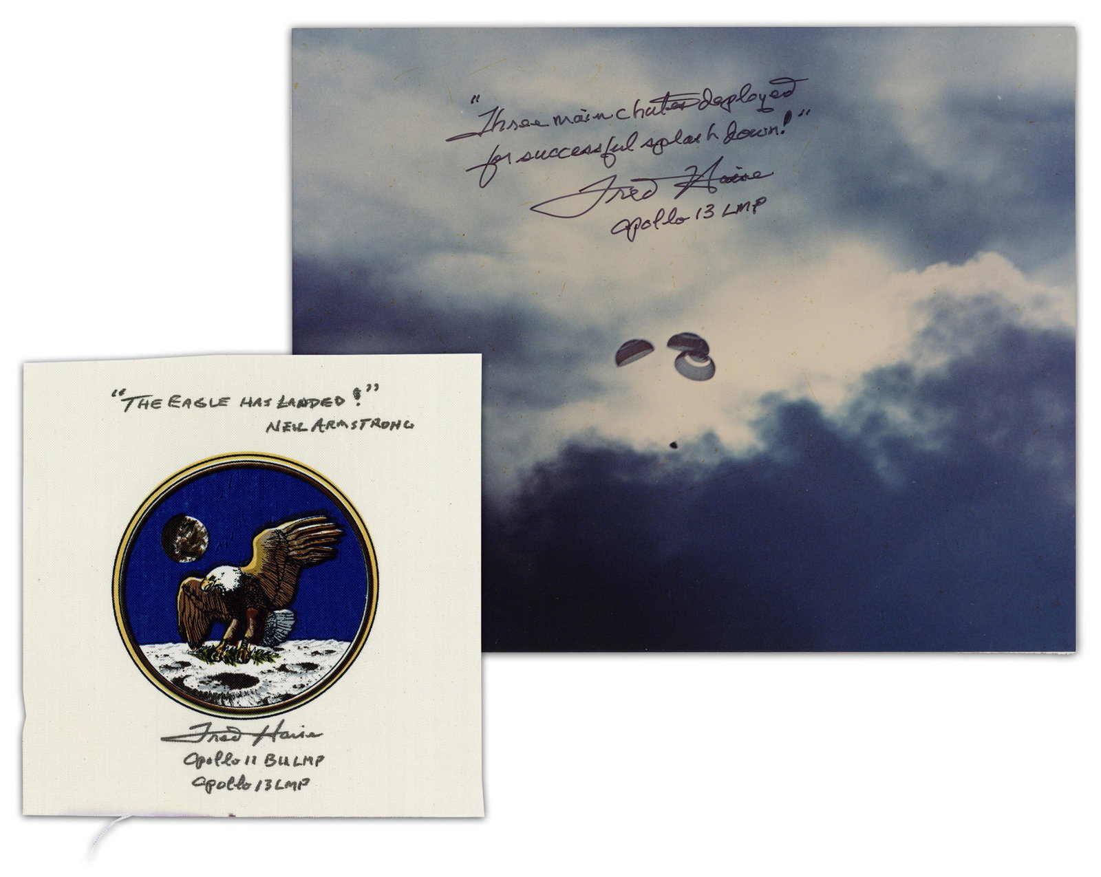 (2) Fred Haise Signed Apollo Mission Items Incl. Apollo 11 Beta Patch! (1 of 6)