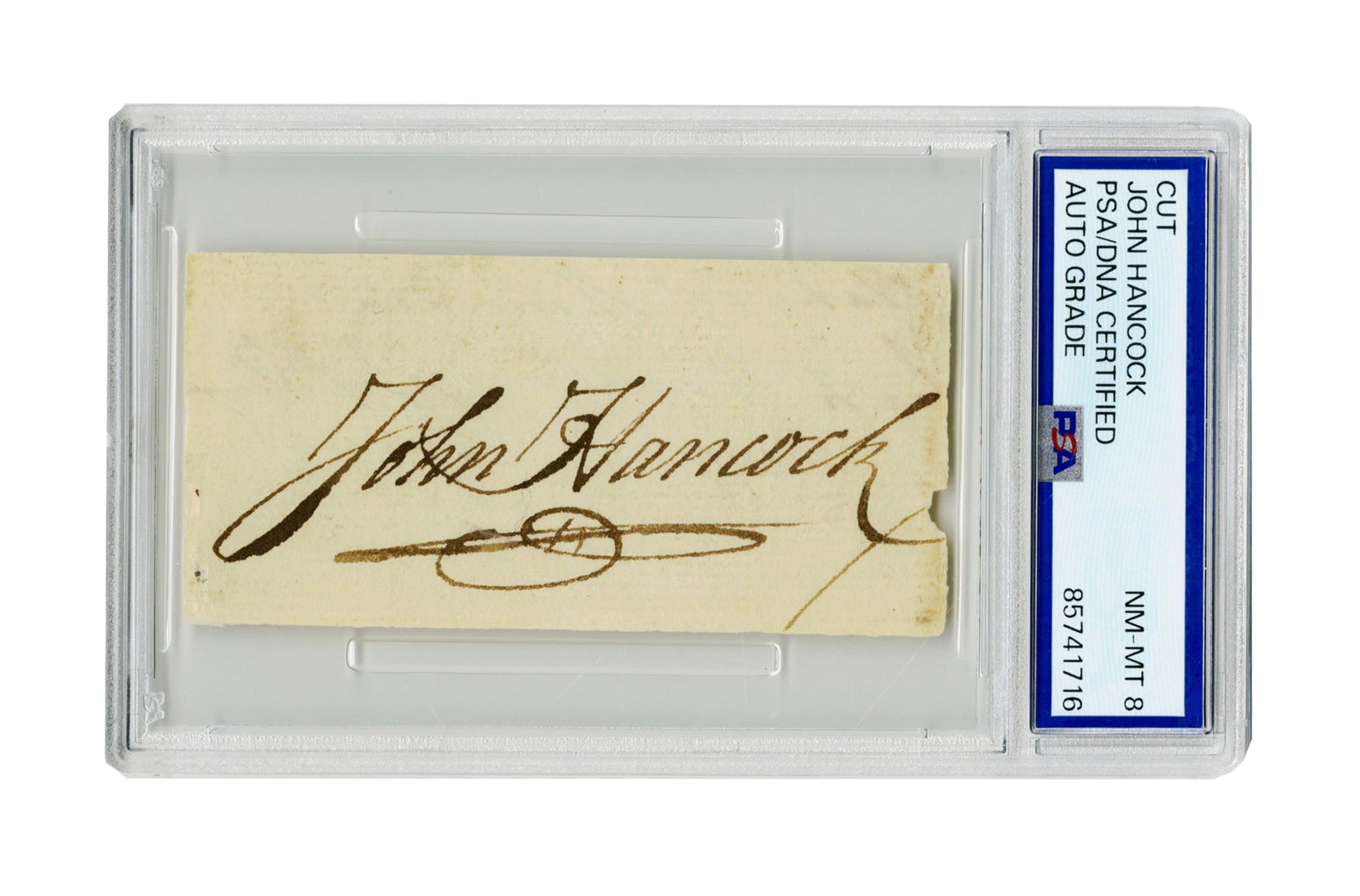John Hancock PSA NM-MT 8 Cut Signature, Absolutely Fabulous! (1 of 2)