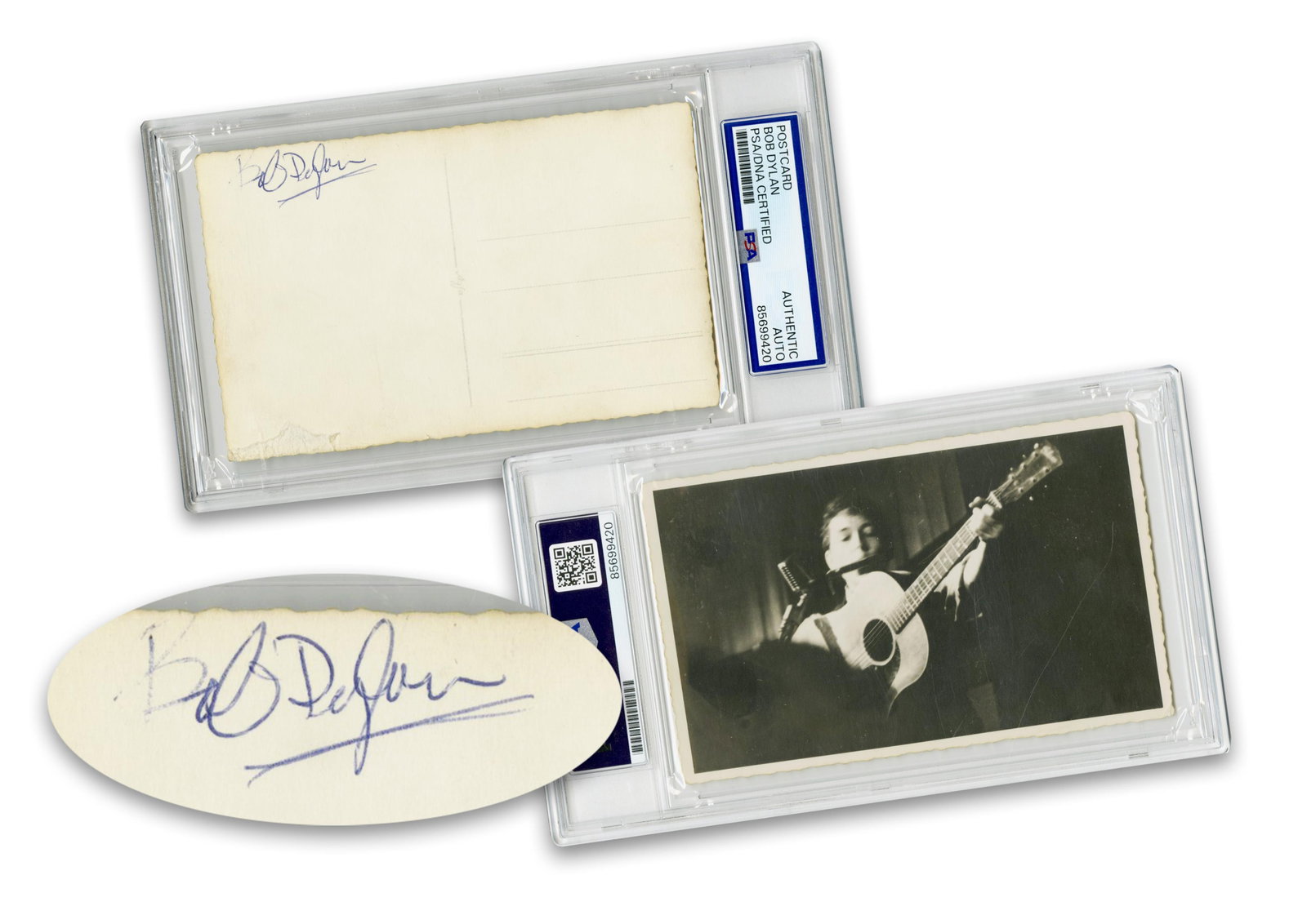 Bob Dylan Signed Postcard Photo, PSA Encapsulated (1 of 3)