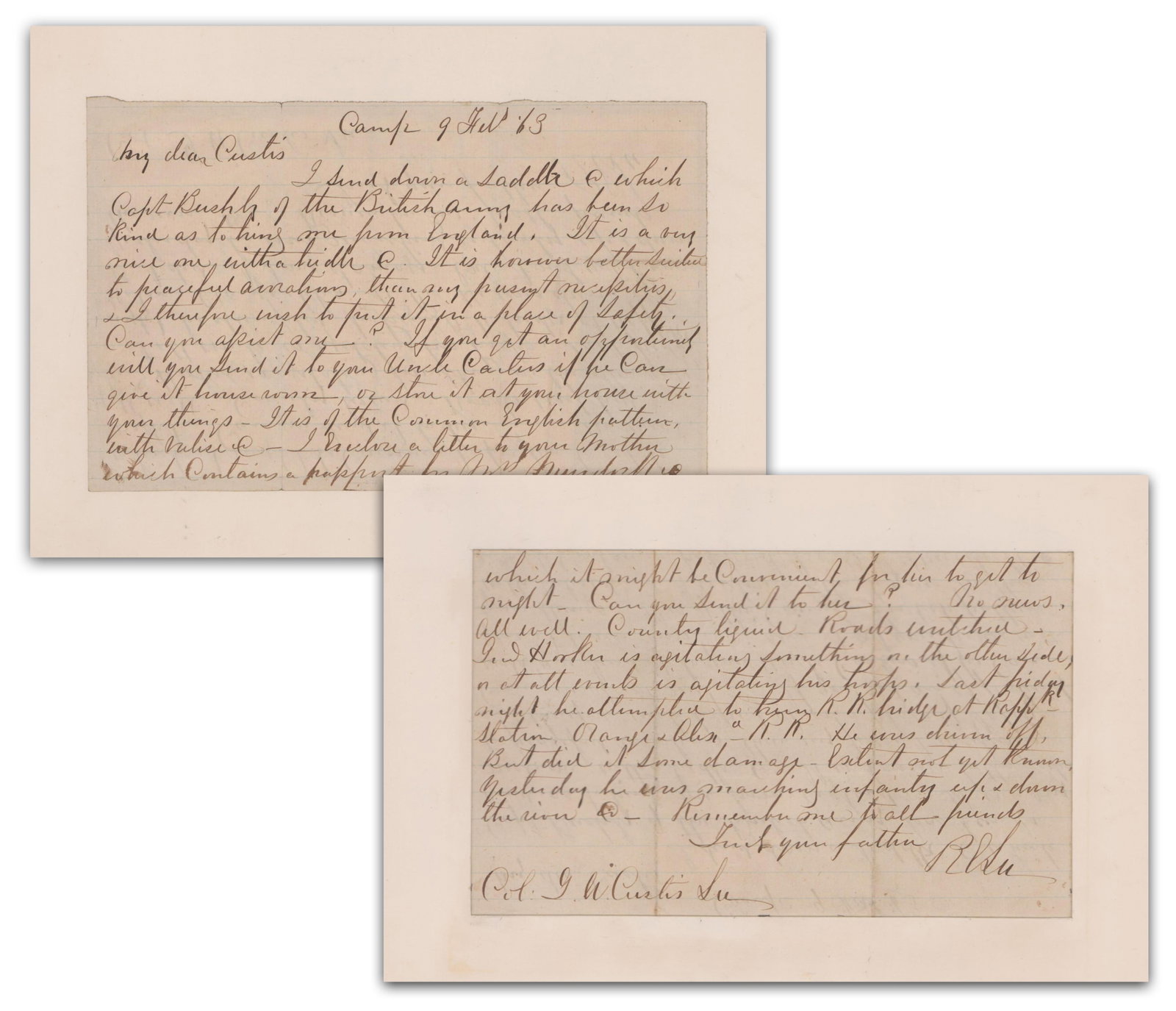 Robert E. Lee Writes Battle Letter to Son Describing Union General Hooker’s Movements (1 of 4)