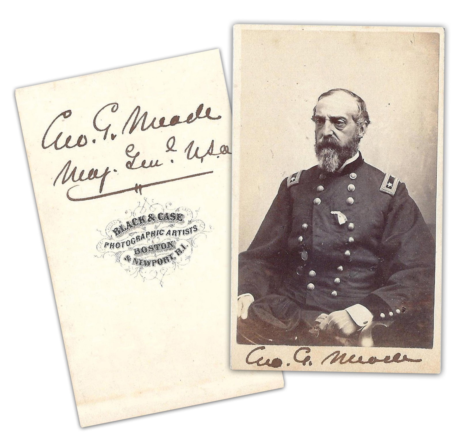 George Meade Twice-Signed CDV w/ Rank (1 of 3)
