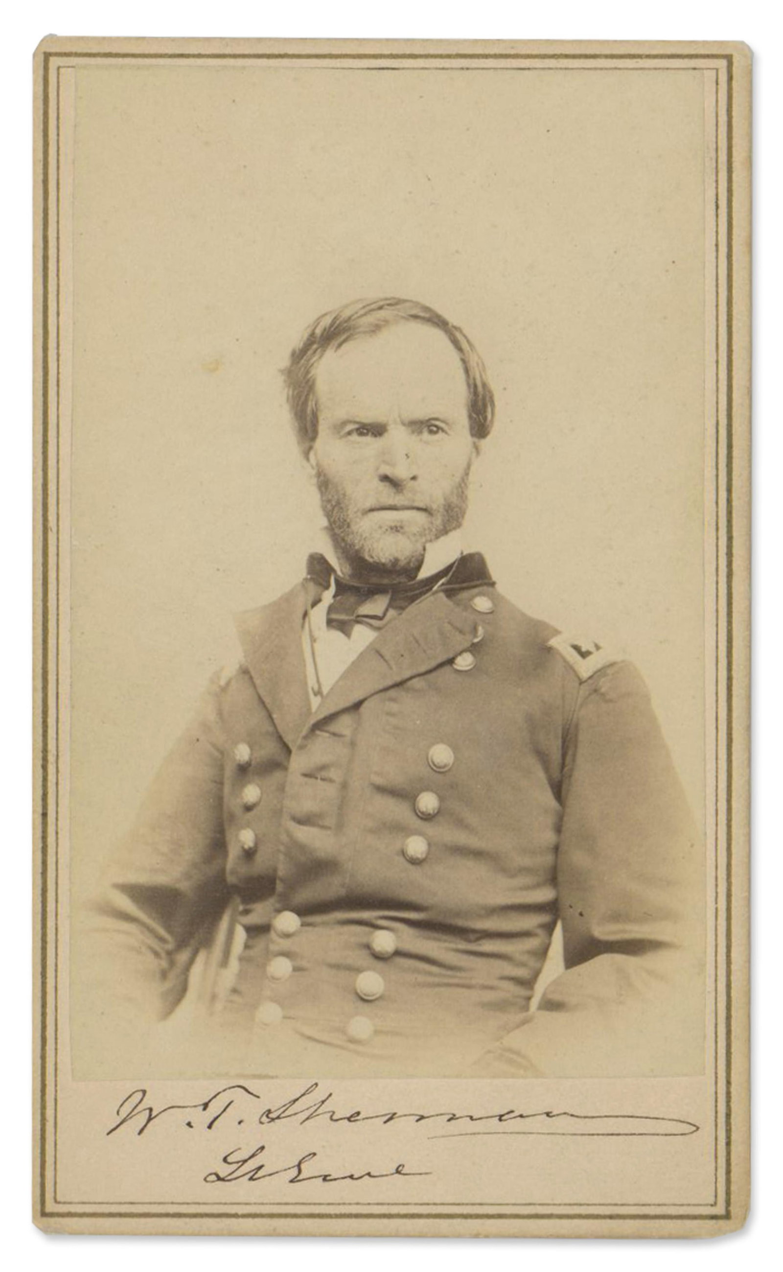 William T. Sherman CDV by E. Anthony Signed with Rank of Lt. General (1 of 2)