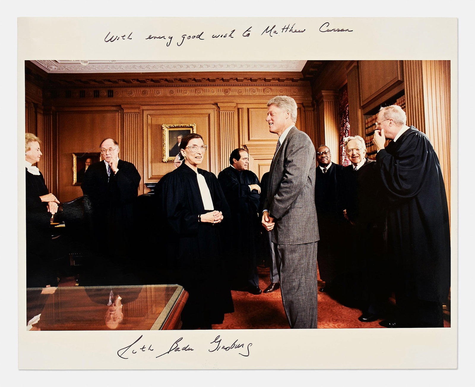 Ruth Bader Ginsburg Signed Photo with Bill Clinton (1 of 3)
