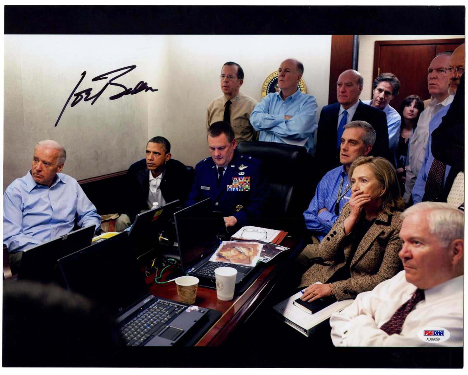 Joe Biden Signed Situation Room Photo from Bin Laden Operation! Fantastic Oversized Example! PSA (1 of 3)