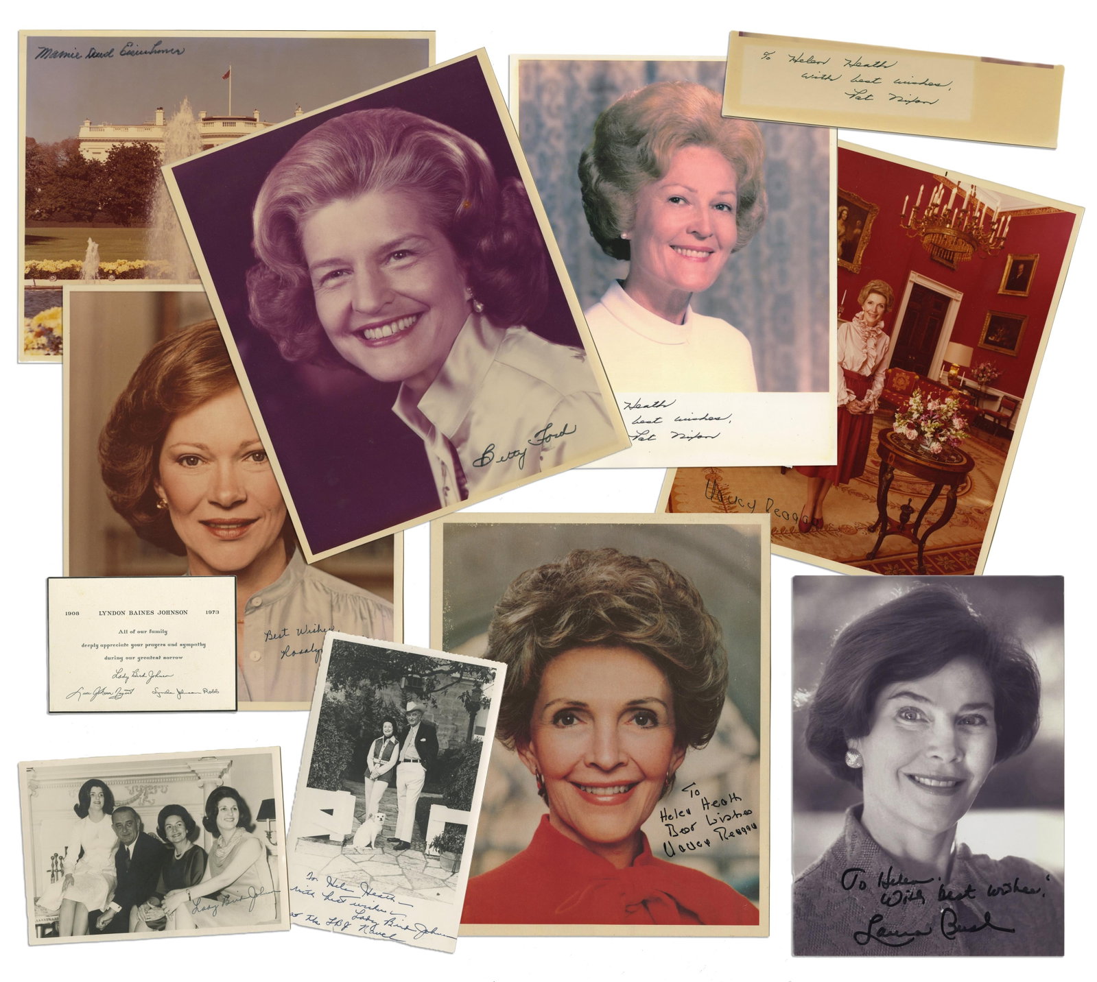 Dealer's Lot of Photos Signed by First Ladies: Eisenhower to Bush: First Ladies n.p., n.d. Dealer's Lot of Photos Signed by First Ladies: Eisenhower to Bush Archive Excellent dealer's lot of 9 photographs signed by First Ladies of the USA. Condition overall is very g