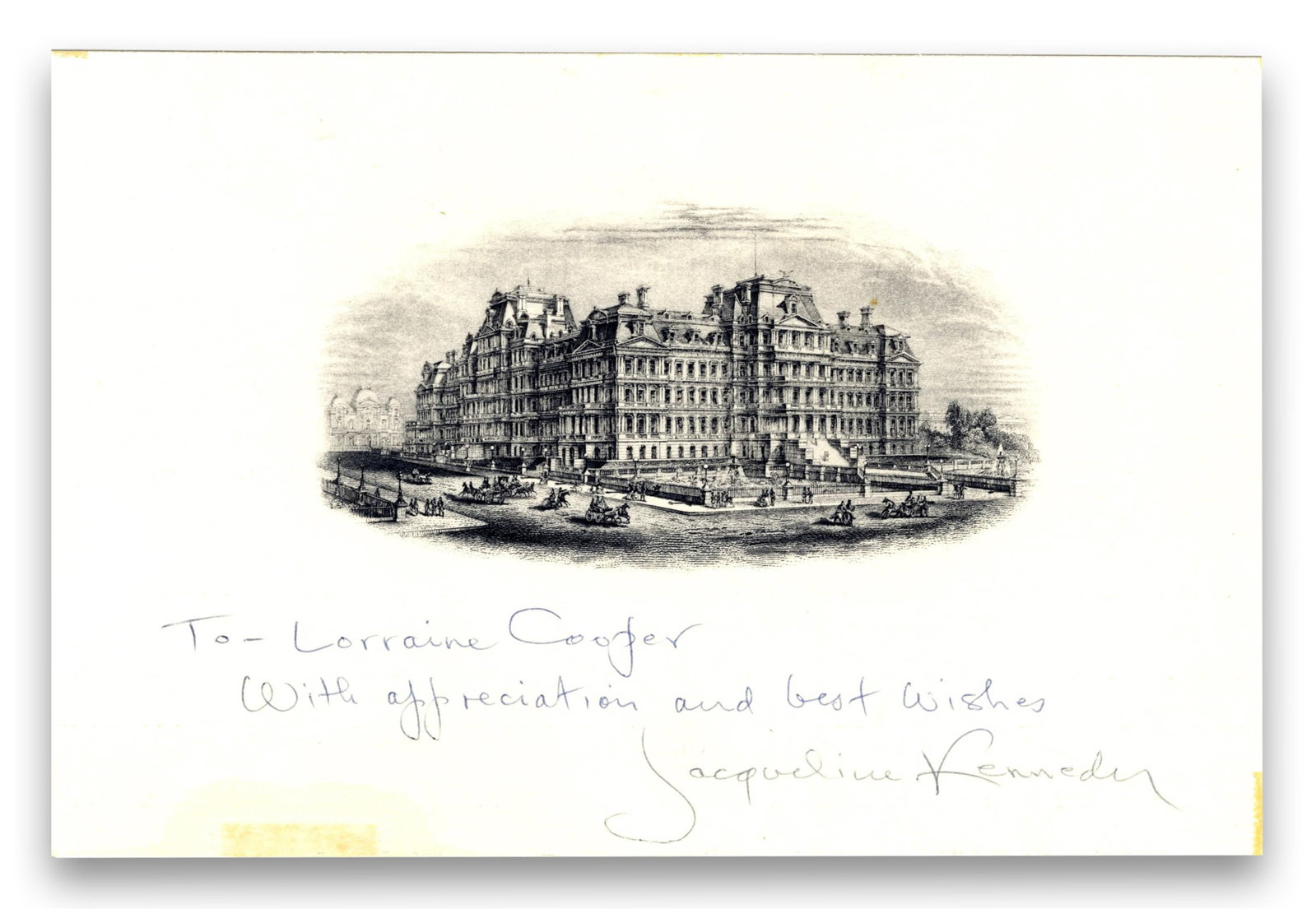 Jackie Kennedy Signed Engraving to Wife of Warren Commission Member (1 of 1)
