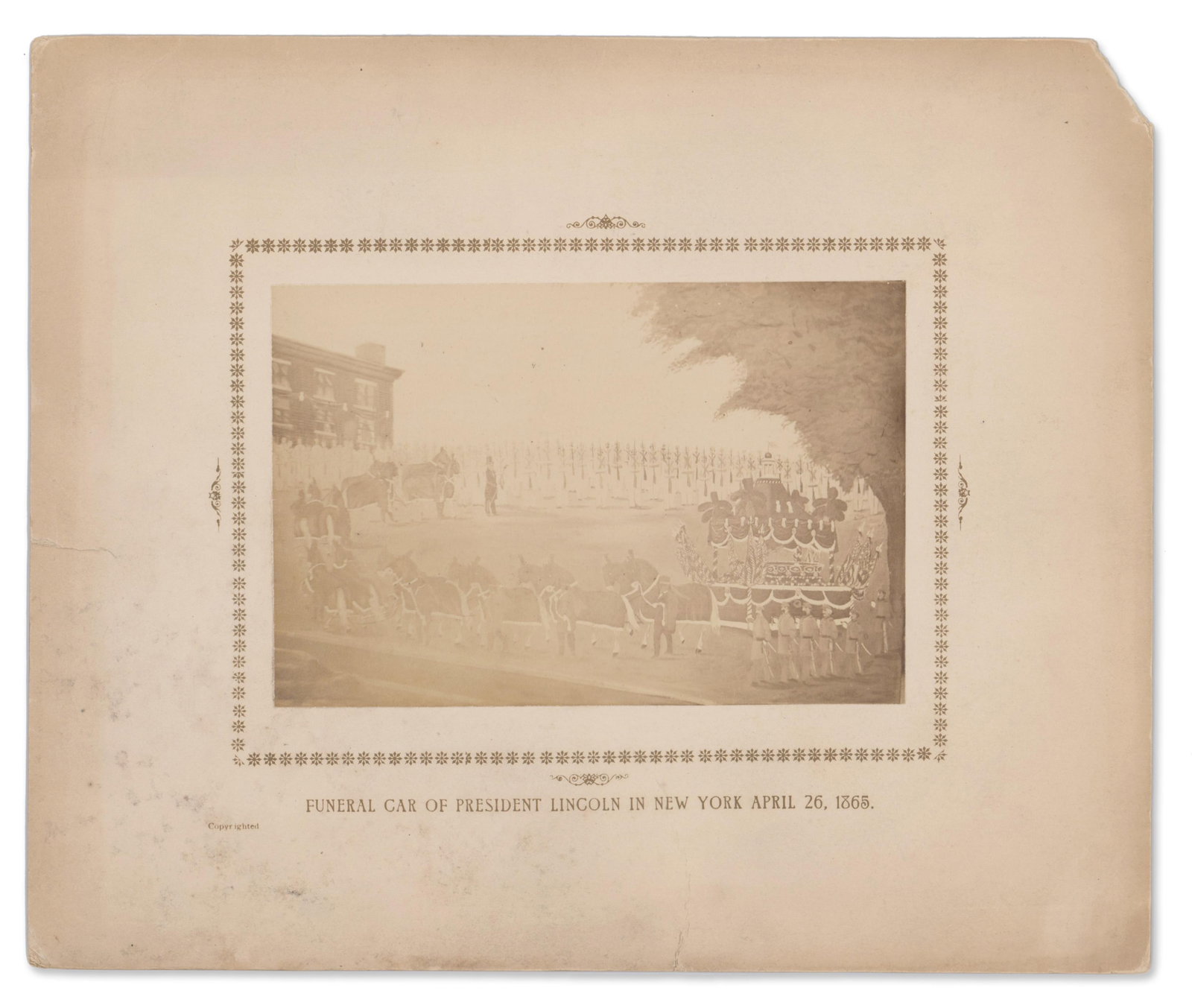 Albumen of President Lincoln's Funeral Car Copyrighted by the Undertaker Who Prepared His Body in NY (1 of 2)