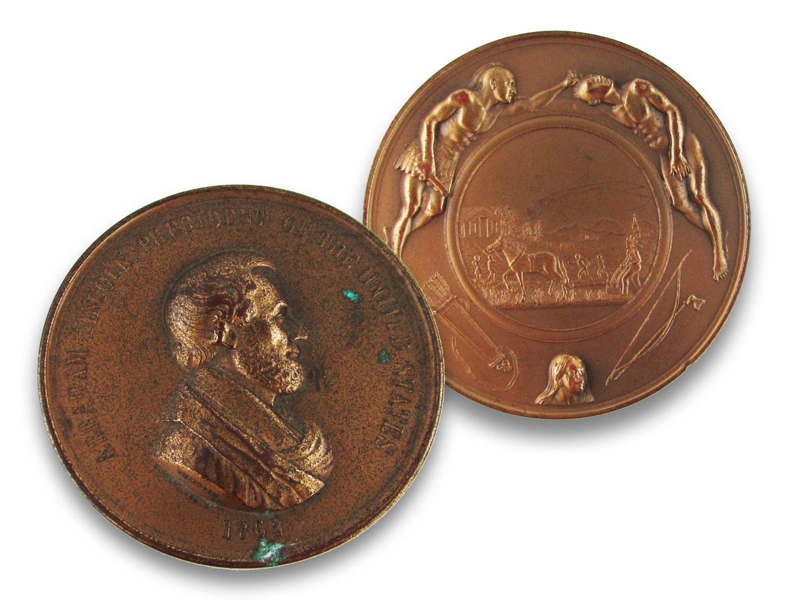 1862-Dated Abraham Lincoln Indian Peace Medal, Second Reverse (1 of 4)