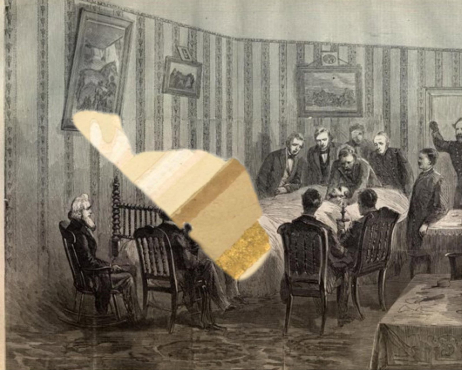 A. Lincoln Death Room Wallpaper Swatch From Peterson House (1 of 4)