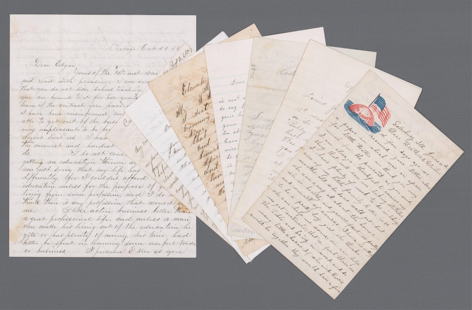 1864 Presidential Election Letters (7) Including Anti-Abolition Content and Voting Results in the: [Abraham Lincoln] various, ca. September to November 1864 1864 Presidential Election Letters (7) Including Anti-Abolition Content and Voting Results in the Regiments Archive Archive of seven letters a