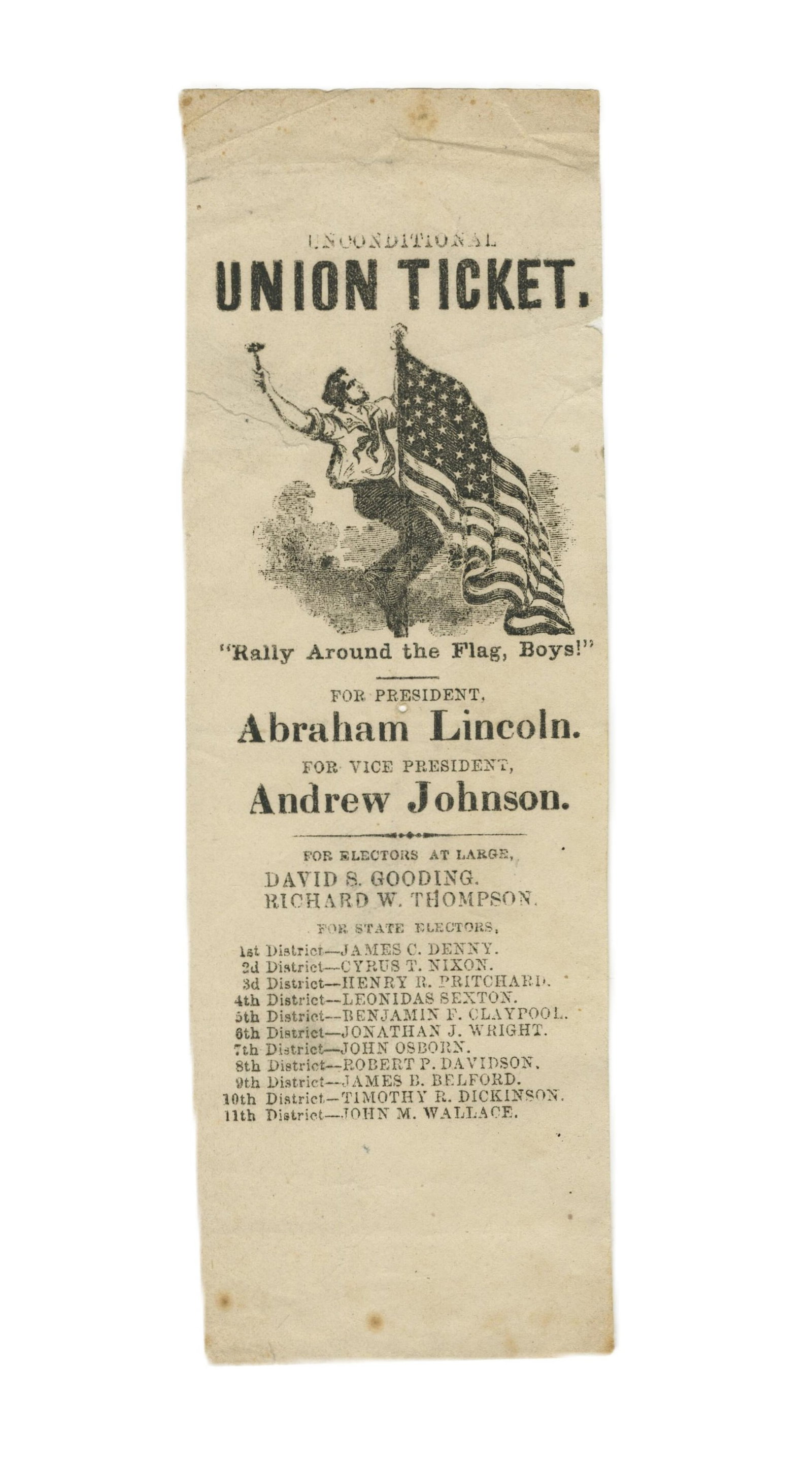 1864 Lincoln Johnson Union Ticket (1 of 1)