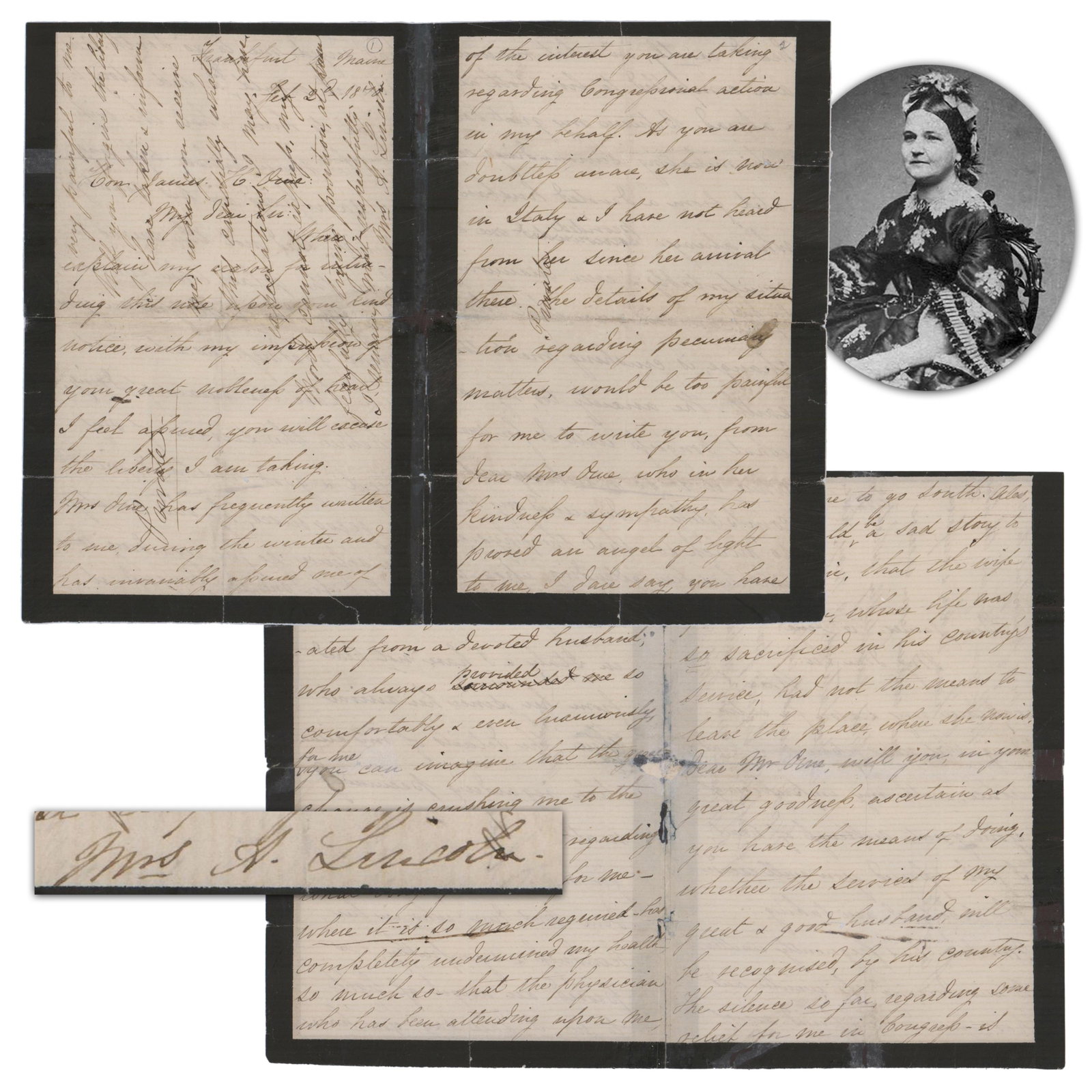 Mary Lincoln Remembers Abe as a "... man, whose life was so sacrificed in his country’s (1 of 4)
