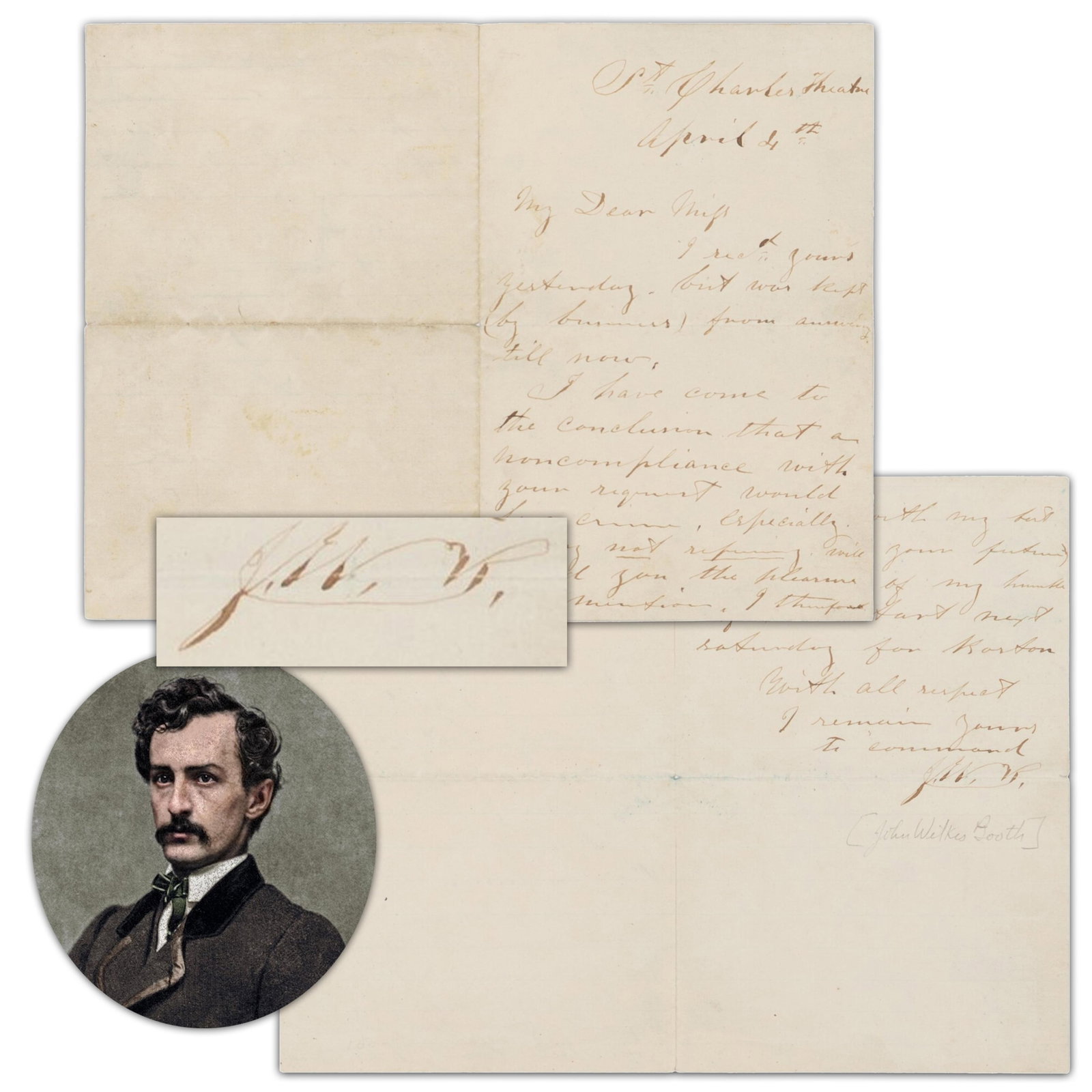 John Wilkes Booth Writes from New Orleans to Admirer During Civil War (1 of 4)