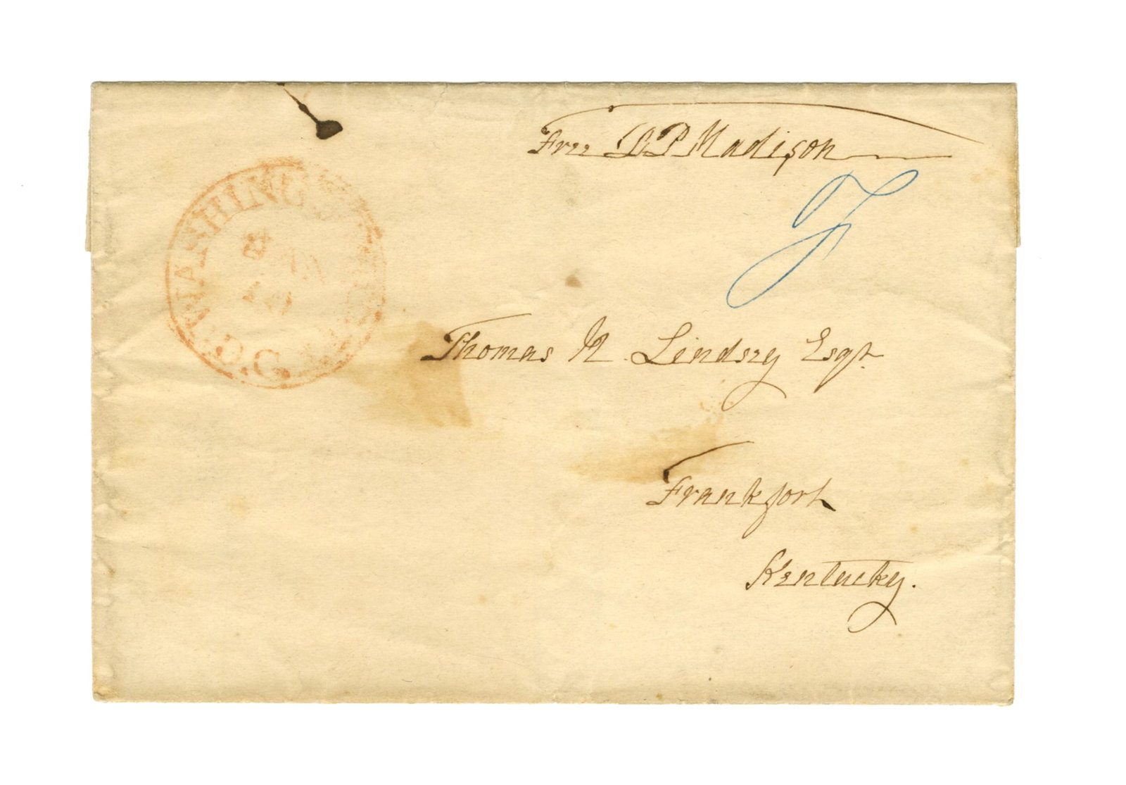Dolley Madison Free Frank to Future Confederate Mayor, JSA Authentic (1 of 3)