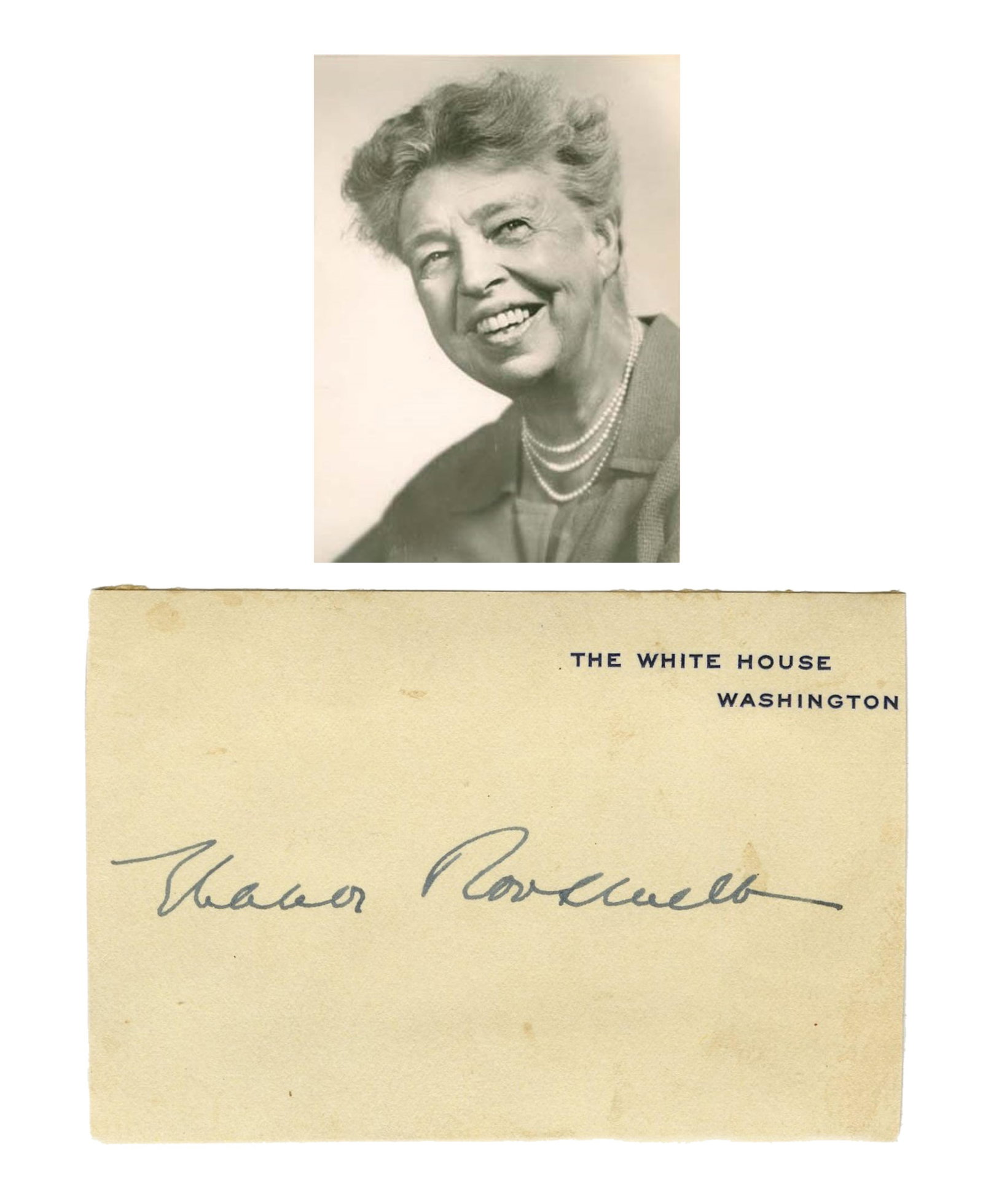 Eleanor Roosevelt Signed White House Card (1 of 2)