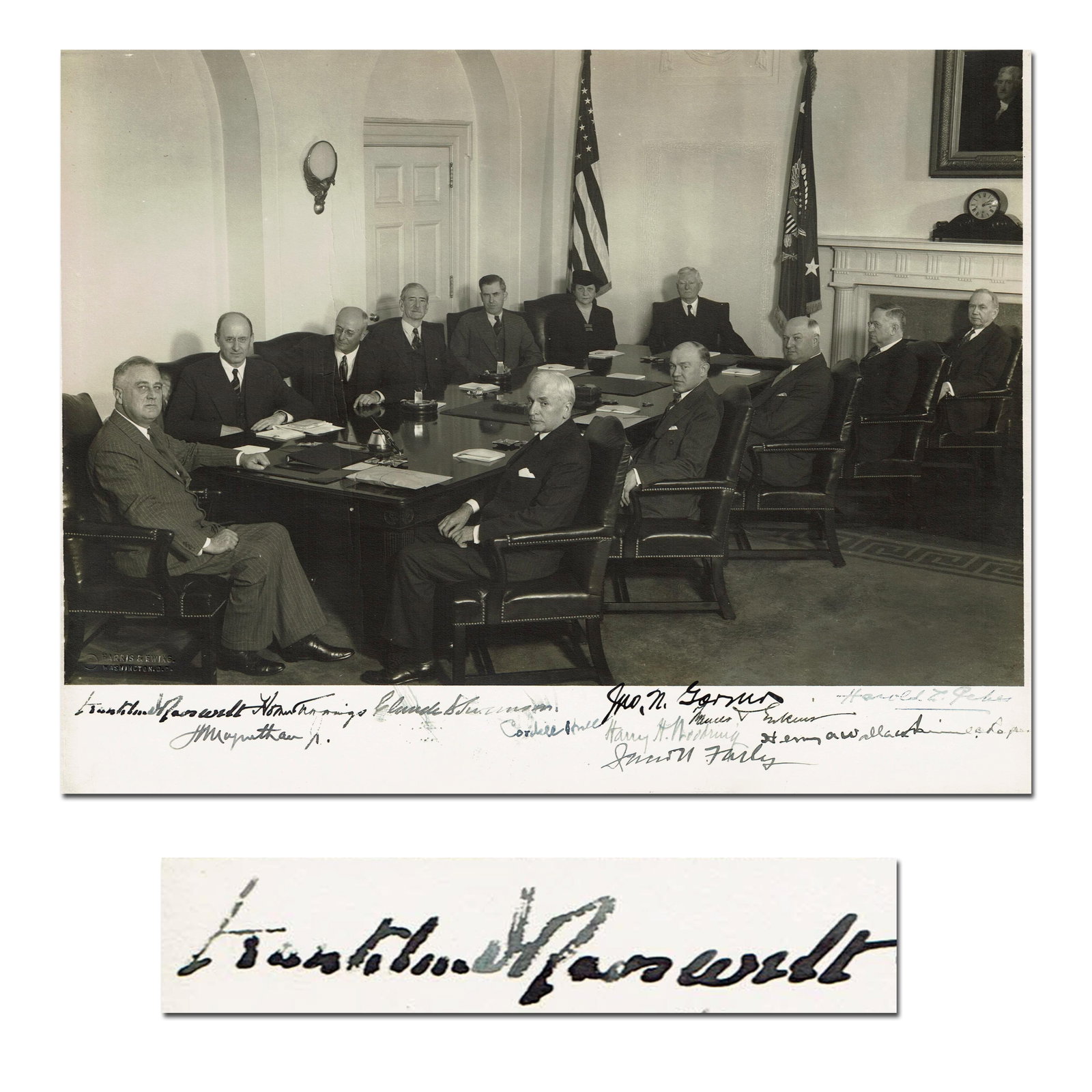 Franklin D. Roosevelt & His Cabinet Signed Oversized Photo, Scarce & Superb! (1 of 4)