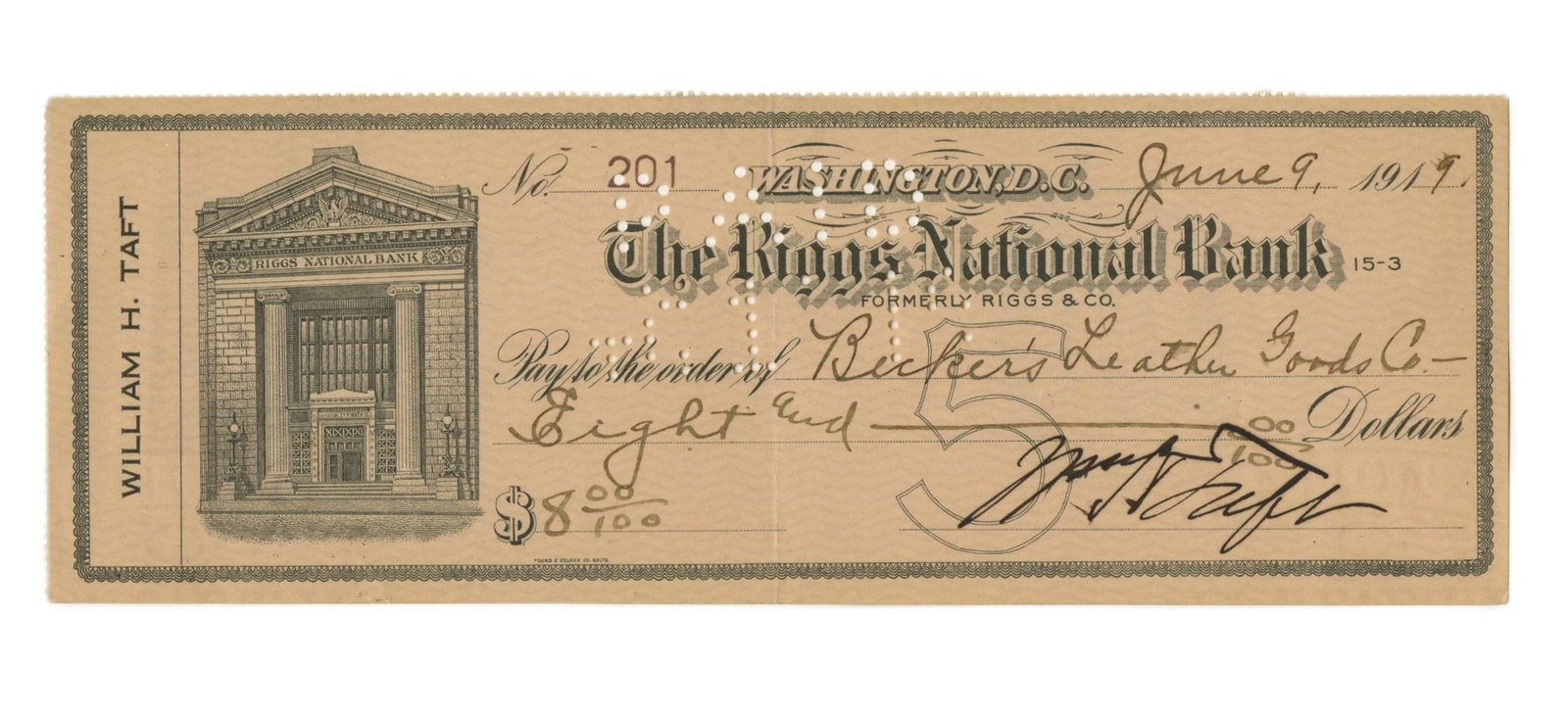 William Taft 1919 Signed Check - 2