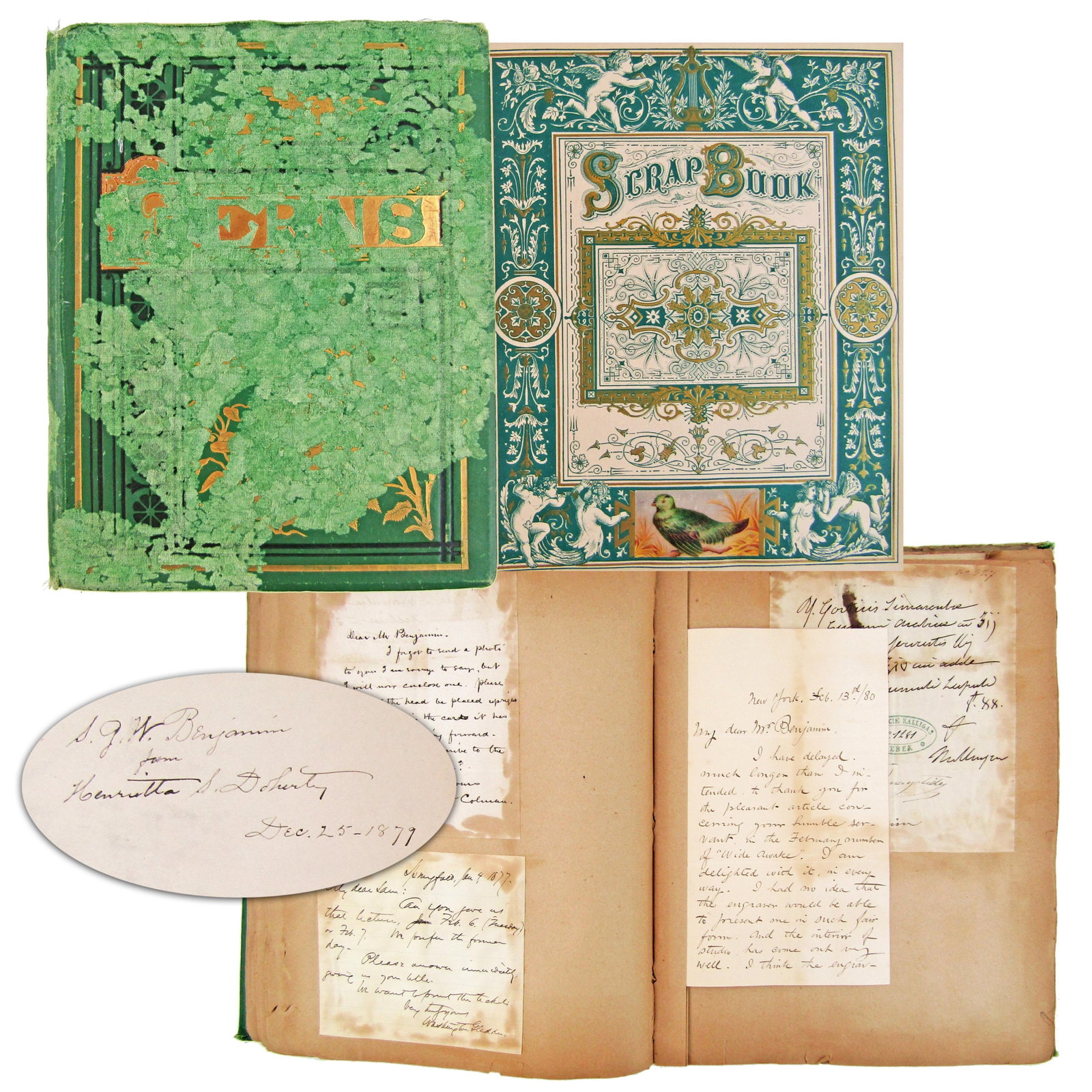 1870s Autograph Album Containing 70+ Items, Signers Incl. Prominent Artists Eakins, Hunt, Jones, &: 19th C. Artists various, ca. 1853-1899 1870s Autograph Album Containing 70+ Items, Signers Incl. Prominent Artists Eakins, Hunt, Jones, & More! Album An 1870s scrapbook/autograph album containing
