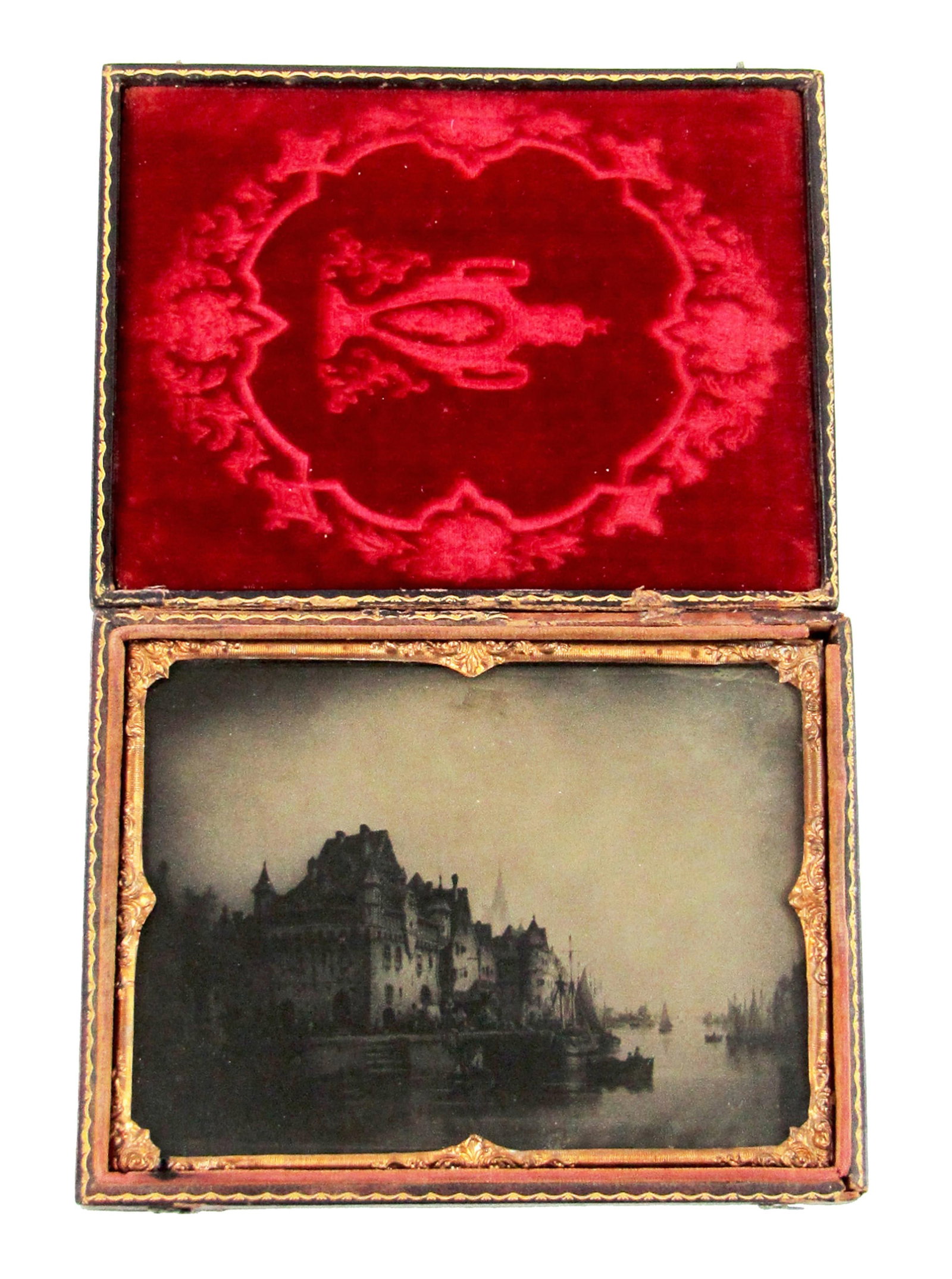 1870s German Ambrotype After Artist L. Hermann, "Cologne on the Rhine": 19th C. Photography [Germany], ca. 1870s 1870s German Ambrotype After Artist L. Hermann, "Cologne on the Rhine" Photograph A gorgeous, half plate ambrotype after German artist Ludwig Hermann