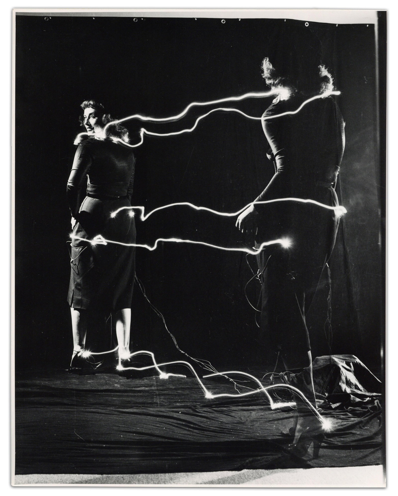 Philippe Halsman, "Paulette Goddard (Illuminated Motion Study)" With Copyright Stamp (1 of 5)
