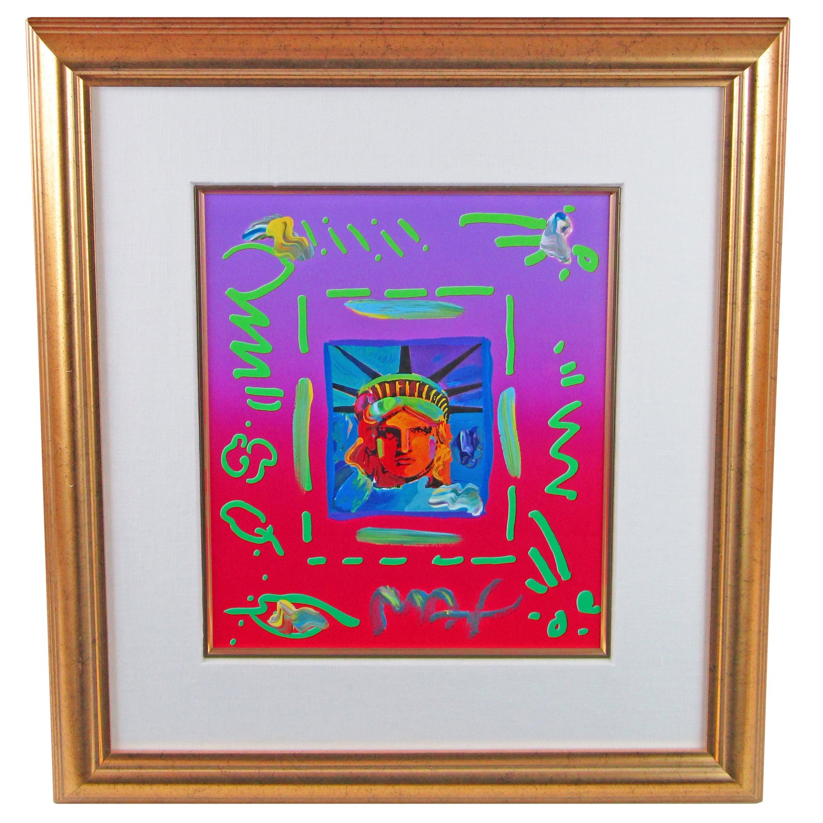 Peter Max "Liberty Head II" Mixed Media - Boldly Signed & Striking Display! (1 of 8)