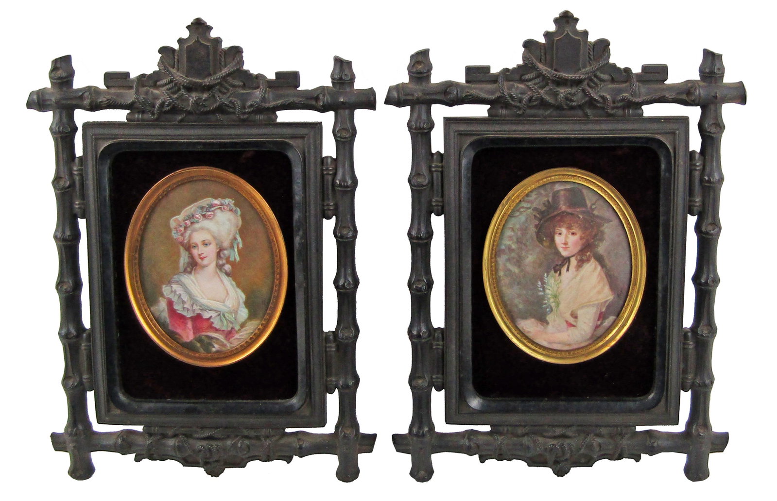 French School Miniature Portraits, Artist-Signed, Attributed to Be Marie Antoinette & Georgiana (1 of 7)