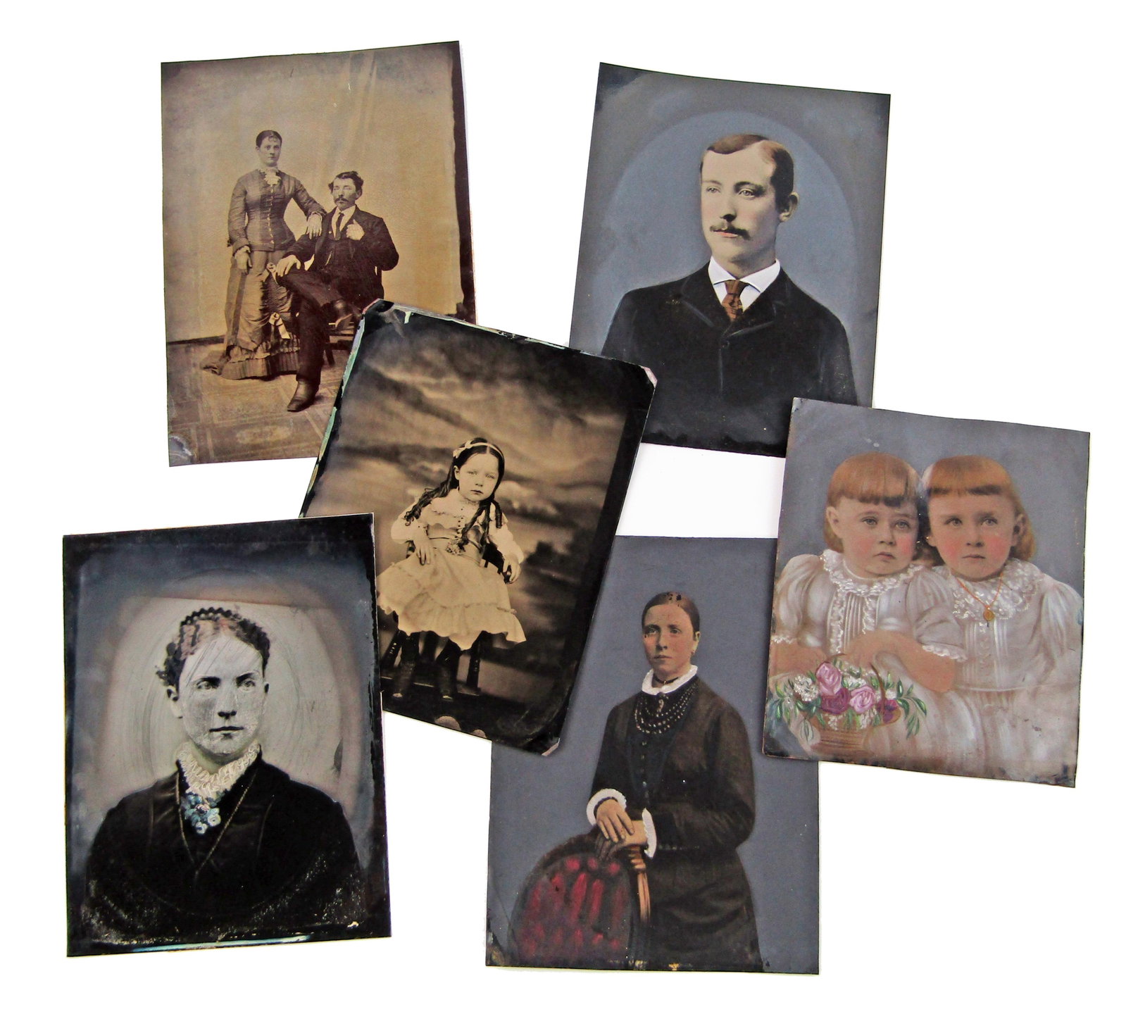 Late 19th/20th C. Tintype Collection Featuring Folk Art Hand-Painted Details (1 of 5)