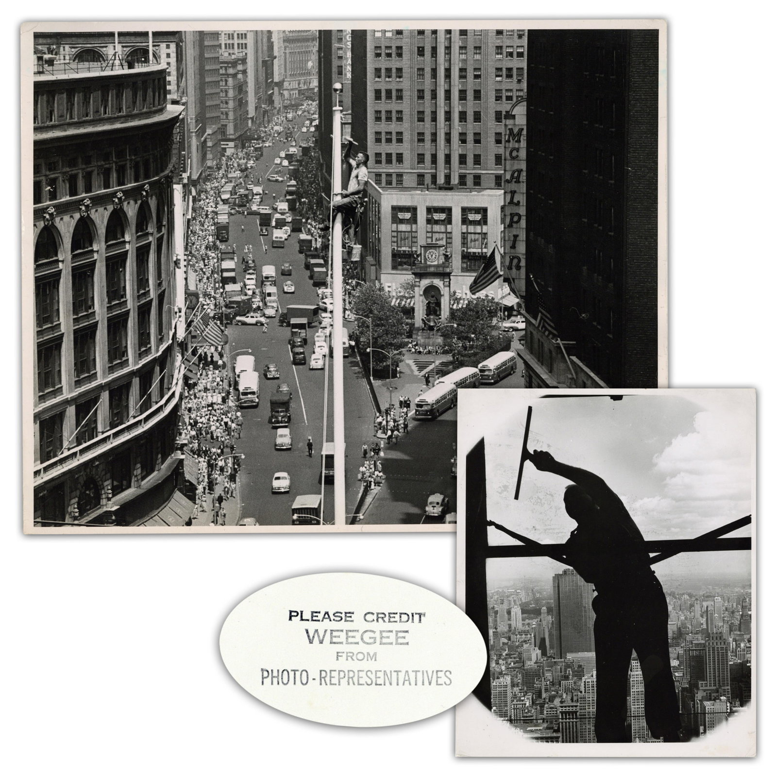 (2) Weegee Urban Photos, Flagpole Painter & Window Washer (1 of 4)