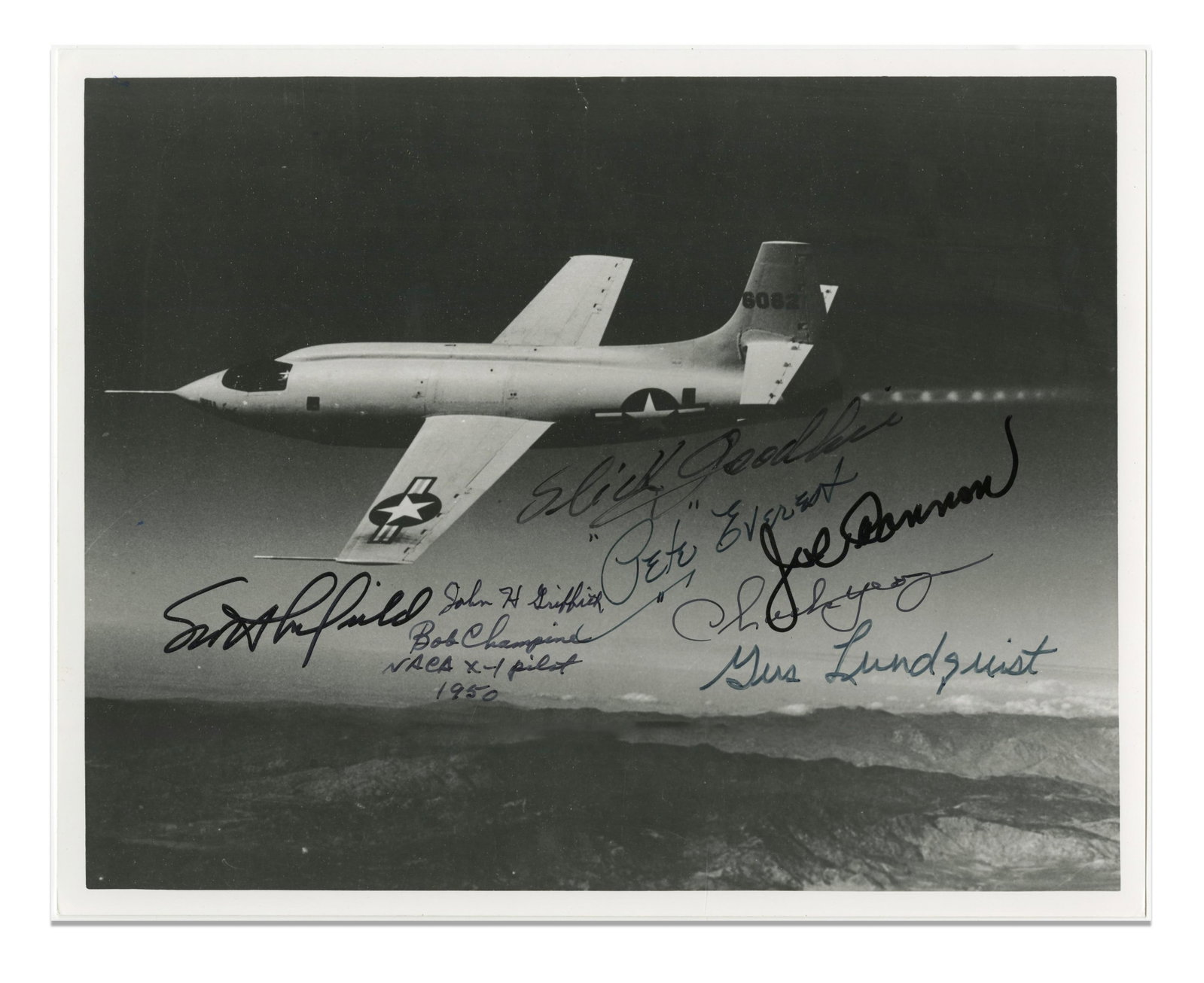 Bell X-1 Signed Photo by Pilots: Yeager, Goodlin, Everest, & More Pre-Cert Zarelli (1 of 3)