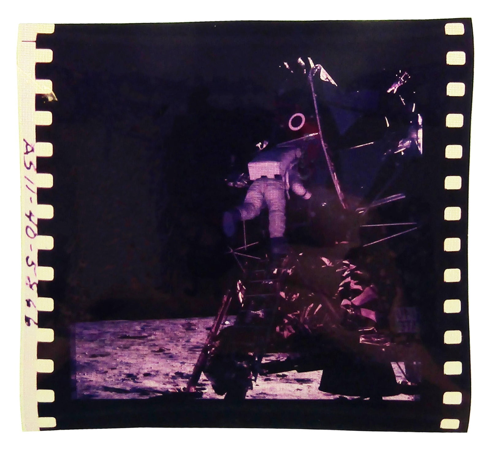 Aldrin Descending Ladder To the Moon! Rare Apollo 11 Hand-Numbered Colored 70mm Film Positive (1 of 3)