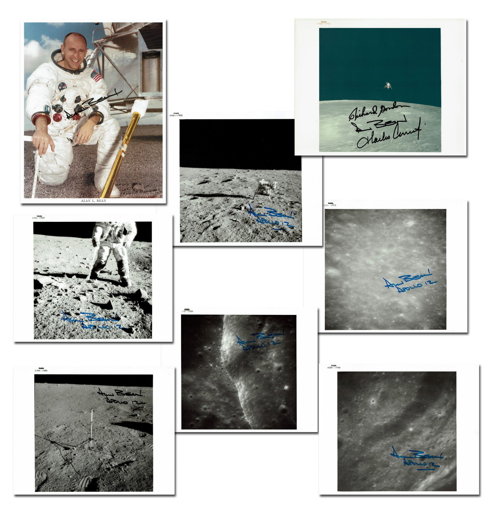 Collection of 8 Alan Bean Signed NASA Photos Incl. 1 Crew Signed Red Number, Pre-Cert Zarelli (1 of 9)