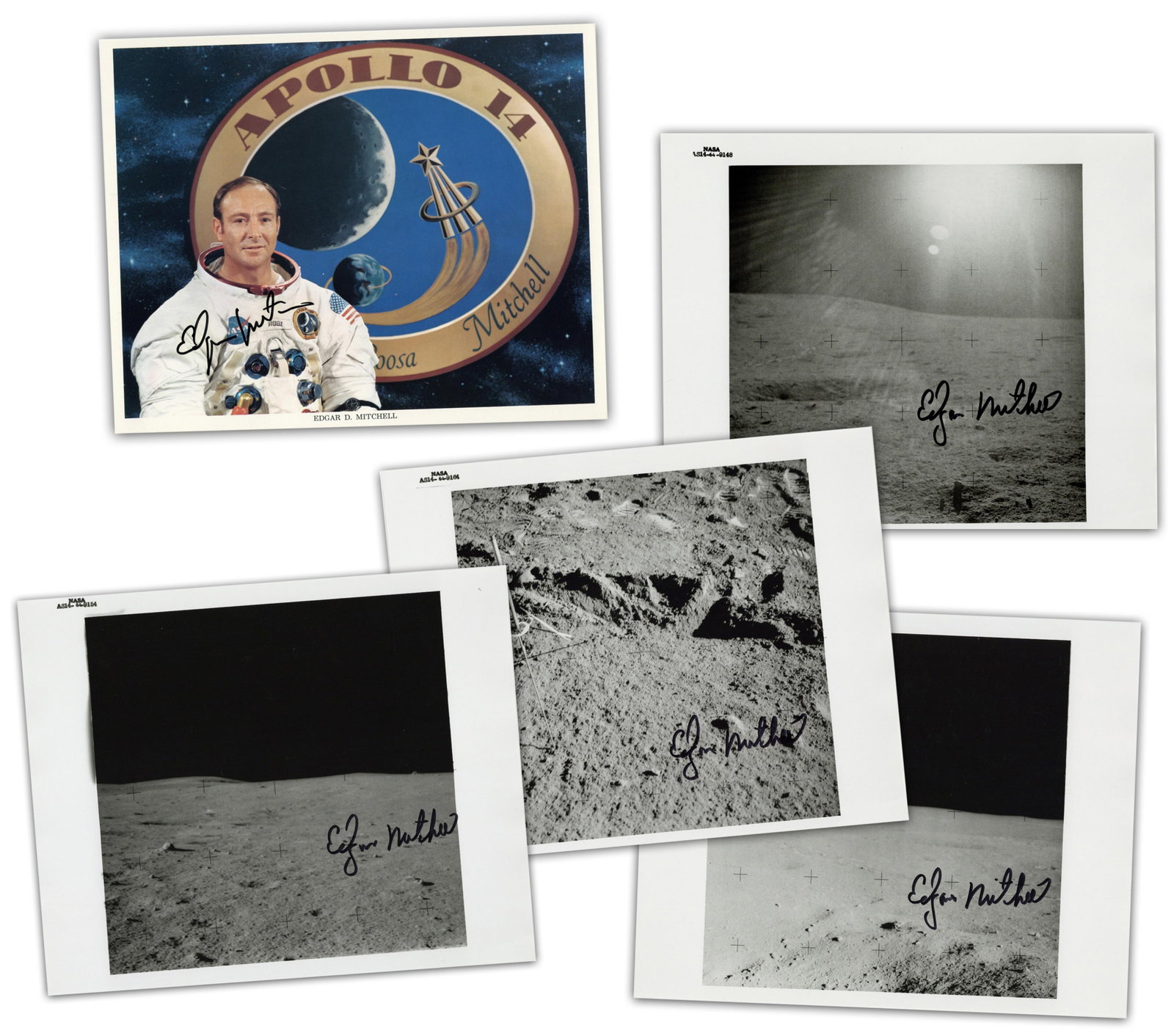 Edgar Mitchell (5) Signed Photos Incl. Official NASA Apollo 14 Crew Portrait & Black Numbers, (1 of 7)