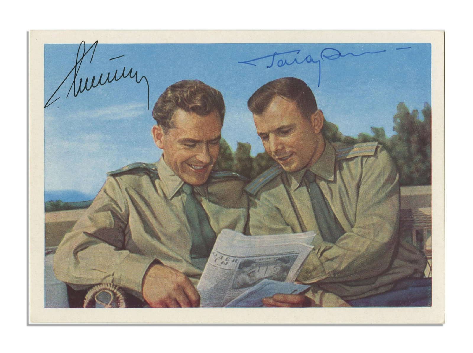 Yuri Gagarin & Gherman Titov Signed Postcard (1 of 2)