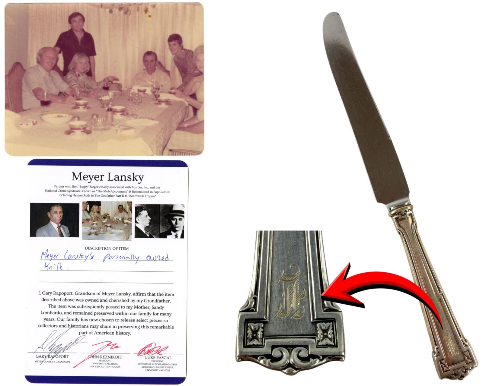 Meyer Lansky's "L" Monogrammed Knife! Ex. Lansky Family with Provenance from his Grandson! (1 of 4)