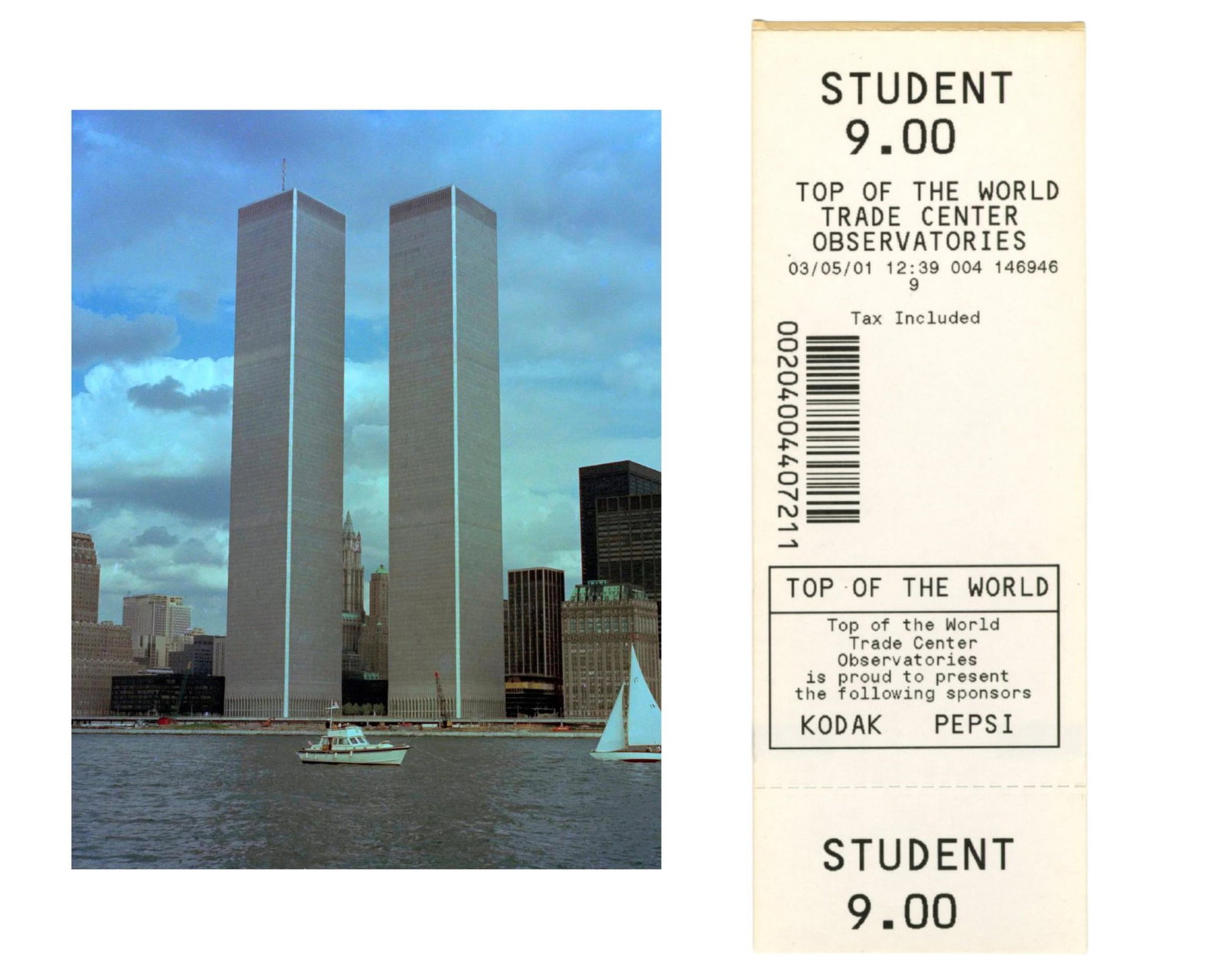 Ticket to Top of World Trade Center from 2001! (1 of 3)